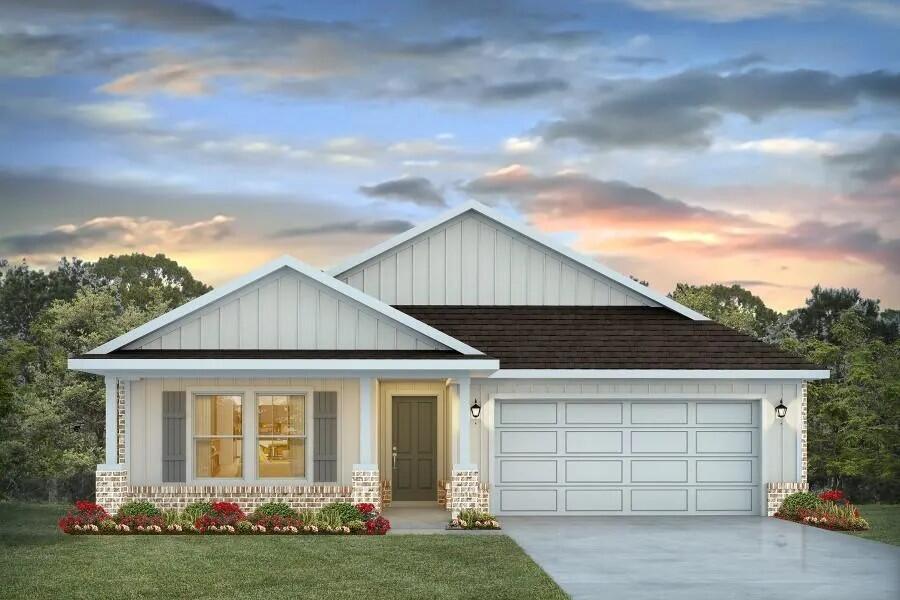 The Riverside floor plan is a gorgeous 5 bed, 3 bath home with a 2 car garage all on one level. The kitchen has a large quartz island bar and a corner pantry. The kitchen flows right into the family room, making it perfect for entertaining and family gatherings. A separate dining area is just off the kitchen. Lots of natural light and a very relaxing feel is throughout the home, with a wide porch leading to the back yard. The Primary bedroom is spacious with an adjoining bath that offers a double vanity, large shower, and a walk-in closet. Two other pairs of bedrooms share a bathroom making this ideal for children or guests to have their own spaces. This home comes standard with Smart Home Technology including a KwikSet keyless entry, thermostat, garage door and so much more.