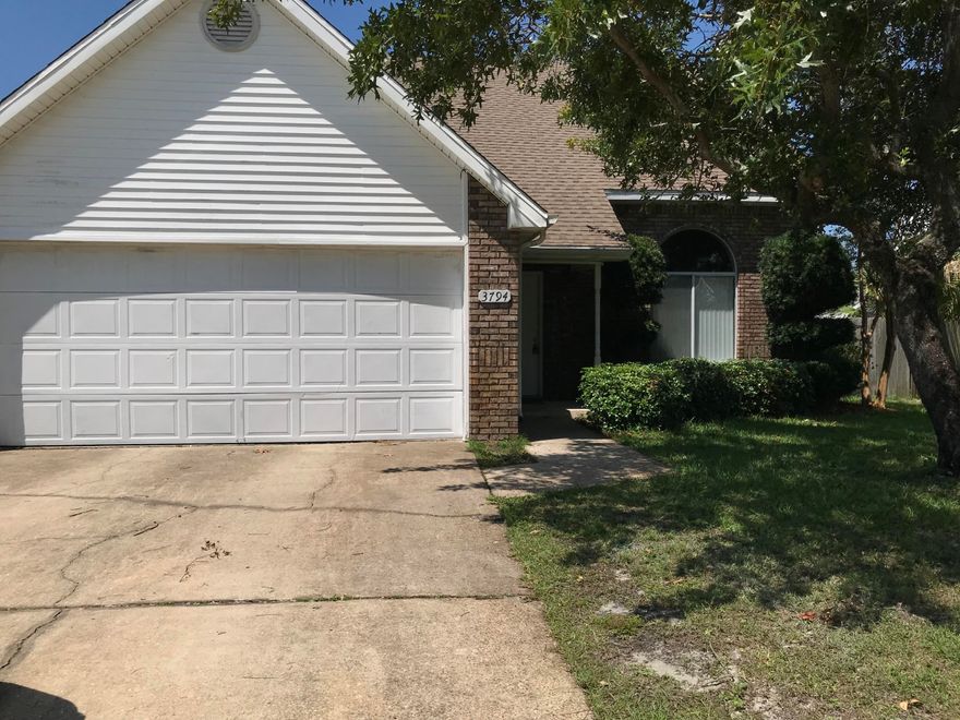 This beautiful two story home has an open spacious living area with brand new laminate wood flooring and raised ceilings. Tile in the kitchen which includes lots of cabinet space, gas cooking, granite counters, and stainless steel appliances. Large 1st floor Master Suite has a double vanity, garden tub and separate standing shower. Guest bedrooms are located on the 2nd floor with brand new carpet flooring. Large loft can be used as an office or 4th bedroom.
Fenced in yard with in-ground pool & large pool deck great for entertaining
Rent includes pool maintenance!