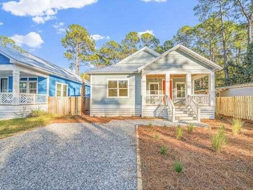 No HOA! Experience investment and relaxing coastal living in this brand-new beach home! Perfectly positioned near Choctawhatchee Bay and the pristine white sands of the Emerald Coast. Just moments from boating access at Cessna Landing and minutes from the Gulf, this New Built, offers an exceptional balance of luxury, lifestyle, and location.The interior is thoughtfully curated with vaulted ceilings, exposed wood beams, and an open-concept design that seamlessly connects the living, dining, and kitchen spaces. The chef-inspired kitchen features quartz countertops and soft-close cabinetry, while the living room invites relaxation with a warm fireplace and inviting coastal ambiance.