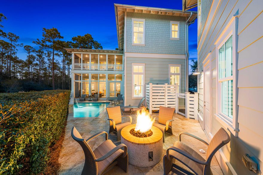 25 Muhly Circle in Watercolor arose to be a custom designed home for wedding weekends, milestone birthdays, grandchildren filling the bunk room, and mornings that always linger a little longer. Intentional spaces--two primary bedroom suites, private and expansive outdoor living to gather, room to retreat, & sunlight everywhere it belongs....The detail that sets it apart, includes a large Carriage House with a kitchenette, King BR suite, pullout sofa,  and even laundry for guests. A Heated Pool, Curated Design, Bella Beach Interiors, White Oak Hardwood floors, Carrera marble countertops in all Baths, Grohe plumbing fixtures, Wolf/Sub-Zero  Appliances, Sonos surround sound system,, 2 Rinnai tankless water heaters, are just some of many upgrades that highlight this one of a kind home. In Phase IV, neighbors become friends. Community feels personal and life feels unhurried. This home became the backdrop to a life well lived by the beach.