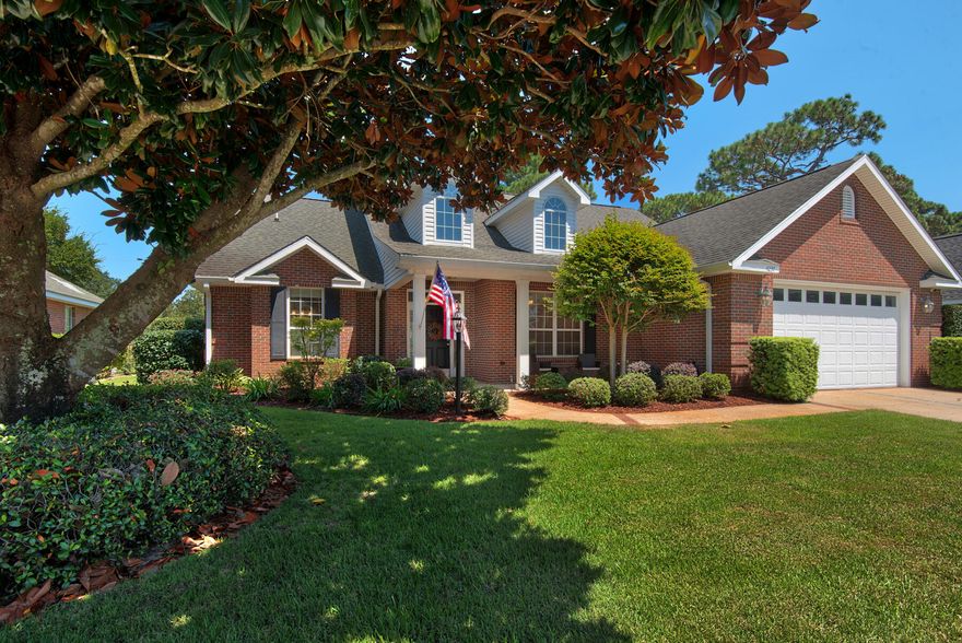 Marvelous Magnolia Plantation Home! Located on one of the nicest streets in the neighborhood, this stunning home is turn key and priced to sell! Boasting almost 2300 sqft, this home lives large with 3 bedrooms, 2.5 baths, a formal dining space, oversized family room, eat-in kitchen AND a beautiful sunroom/second living space! This hard to find, fully ready for move-in home is located in the highly coveted Bluewater Bay area and gated neighborhood of Magnolia Plantation. It features hardwood, tile, and carpet floors, built in cabinets for extra storage, a gas fireplace, and lovely kitchen!The extra large primary bedroom is split from the other two bedrooms and includes a generous walk-in closet and well appointed master bathroom including a separate tub, walk in tiled shower, dual --> vanity and water closet. 
From the family room, step through the double glass doors into the beautiful sunroom to enjoy lots of natural light and additional living space. The half bath is convenient for kids or guests to use and is only steps from the backyard! Need a fence or pool?? No problem! For added peace of mind - termite protection is current with Florida Pest Control, water heater was replaced 2021, HVAC 2017 and a new roof will be installed before closing. Come see this gem today!