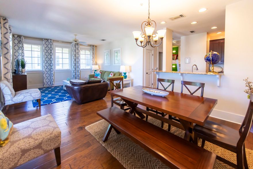 This is the Rosemary Beach Flats Condo Unit you have been waiting for. This top floor 2 bedroom, 2 bath with 2 bunks has 1214 Sq. Ft. of space for a large family. This Condo provides a wonderful backdrop for your very own Rosemary Beach vacation place. The open floor plan of the Kitchen, dining and living area showcases the newly added hardwood floors with large windows and glass doors to let in an abundance of light. From a most inviting balcony and covered porch this Unit offers expansive views of St. Augustine Park, The Rosemary Beach Community Center and Private Owners Pool plus aerial view of the Rosemary Beach community. There is ample space both interior and exterior for the whole family or your guests to enjoy all the amenities that Rosemary Beach has to offer.