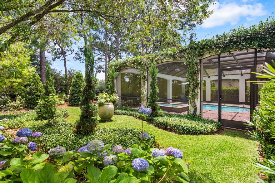 Everyday is a vacation at this meticulously maintained home in exclusive Genoa subdivision. Located on the Raven golf course within the gates of Sandestin Resort, the residence offers the amenities you would expect for relaxed Florida living. The screened outdoor lanai offers a sparkling heated pool with spillover spa. The family chef can prepare meals in the outdoor kitchen that highlights a built-in grill, a fryer, and bar seating. Outdoor entertaining continues throughout the fall football season with a fire pit, a fireplace and large television. When you retreat indoors, the finishes and fixtures are sure to please! The coastal kitchen boasts painted cabinetry, a newer Thermador gas cooktop, and a spacious walk-in pantry. The master suite is located on the first level, along with an additional bedroom. Discover two guest bedrooms with updated baths on the second level. The oversized garage is immaculate! It boasts built-in storage and a separate golf cart entrance. The amenities in Sandestin include four golf courses, tennis, pickleball, a marina, pools and access to the beautiful gulf beaches.