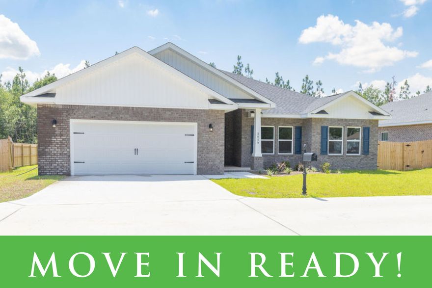 MOVE IN READY! This 4 bedroom 2 bath split home is located in the beautiful city of Milton. One of 15 New Construction Homes. Surrounded by adventure, only a short drive to Black Water River State Park, 45 minutes to Navarre Beach, and minutes to shopping, dining & more. The kitchen is the heart of the home complete with a spacious granite island, shaker cabinets & stainless steel stove, microwave & dishwasher. LVP flooring throughout main living areas.  Spacious master & master bath includes an incredible stand-up shower with dual shower heads, separate garden tub, double vanity &  double walk-in Closet.  Exterior features include a large extended patio, privacy fence & so much more!