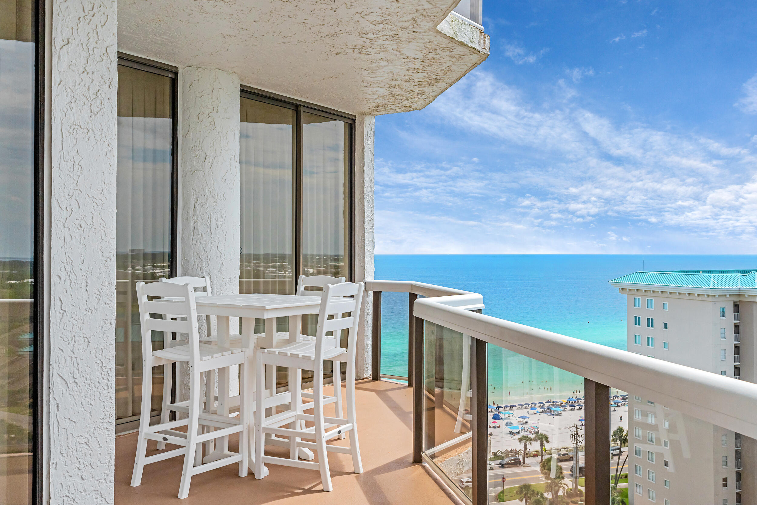 Breathtaking panoramic views of both the bay and the Gulf of Mexico from this pristine 15th-floor residence in Surfside Beach Resort. This beautifully renovated 2-bedroom, 2-bath condo features a versatile lockout suite--perfect for guests or rental income--with its own private 1-bedroom, 1-bath layout. The spacious interior is enhanced by soaring high ceilings and elegant upgraded tile flooring throughout, creating an open and airy ambiance. The condo comes fully furnished with new, stylish furniture, offering a turnkey living experience that blends comfort with sophistication. Surfside Resort is a very popular family resort with its private beach and there is always something for the whole family to do, featuring a large pool deck and private beach walkover, seasonally heated pool, two hot tubs, sauna, baby pool, basketball, tennis and pickleball courts, BBQ grills and on-site rental management. Surfside has covered parking, heated/cooled interior corridors, the Royal Palm Grille restaurant, poolside bar & day spa! What else is on your wish list? All Owners have access to the community room and this 3 bedroom condo comes with three parking spaces in the owners garage.