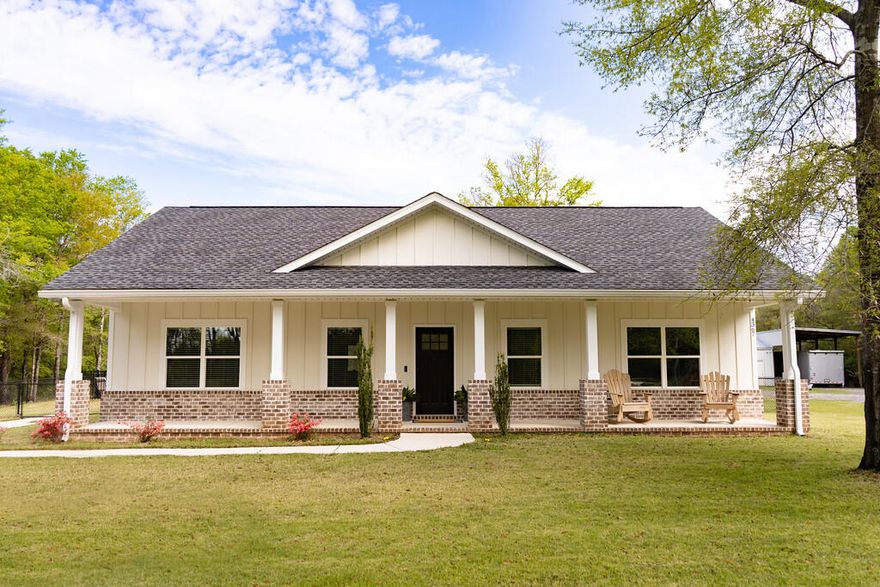 NESTLED ON 3 ACRES THIS BEAUTIFUL CRAFTSMAN HOME Has so many features inside  & outside!  ROCKING CHAIR COVERED front & rear porches 50' long, craftsman trim inside, 9' ceilings, Luxury vinyl plank throughout. Split bedroom/open floor plan, family room w/electric fireplace for cozy atmosphere, oversized work island in kitchen, white shaker cabinets, ALL APPLIANCES (Gray Slate) pantry porcelain farmhouse sink, additional BR'S  w/deep closets, owners suite/bath has tiled shower, walk-in closet, vanity/makeup area. Recessed lighting &quartz countertops thru out. Entertaining is a dream outside w/15.8x35 fiberglass in-ground pool surrounded by aluminum fence w/safety gates featuring sun shelf, polaris, UV ozonator filter.  BARN (36x24) w/tac RM & PASTURE , WORKSHOP - 36X40, RV Space. MAKE APP