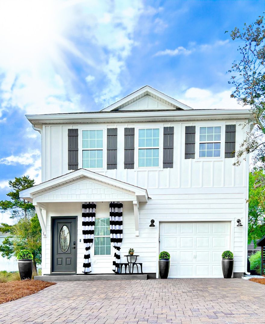 PRICED TO SELL!!! Upgrades in every room, lighting, professional design with ALL furnishings to convey. Beautiful, expansive upgrades in 2025 this bungalow less than .5 miles to public beach access right outside of Rosemary Beach and 30A avenue. 10Ft fence for privacy, beautiful pavers in the back, gorgeous dining and living area on the first floor, with a garage/game room + beach equipment storage. Upstairs you'll find three -spacious- bedrooms, including a large King bed + primary suite and a Jack-and-Jill bath for guests. The home's coastal design and abundant natural light create a warm, airy atmosphere. Shopping, Restaurants, arcades nearby & highly sought after beach spots = perfect as, second home or STR investment property with LOW HOA - Add a hot tub + golf cart and STAND OUT