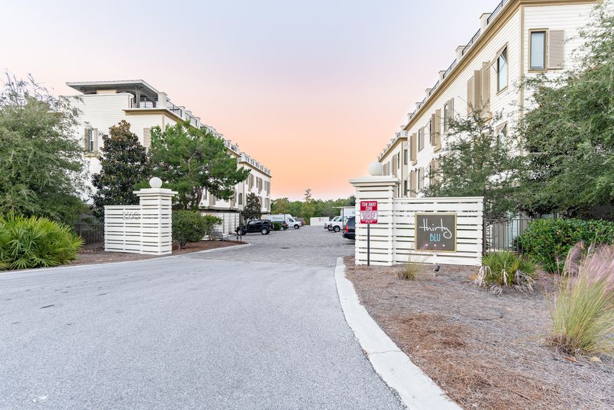 Thirty Blu is a development of twelve townhomes with amenities including a pool, shaded cabana and top-of-the-line gas grill. It is just a short walk away to the beach with convenient beach access and parking area. This beautiful townhome features four large bedrooms en suites, two separate living areas, spacious kitchen and a rooftop terrace. Perfect for entertaining or cozy happy hours with sunset views. Inside are two separate living areas as well as a spacious kitchen with granite counters, stainless steel appliances, an enclosed pantry and large center island. Newer roof, newer HVAC. Exquisite, high end furnishings included. This home is a must see!