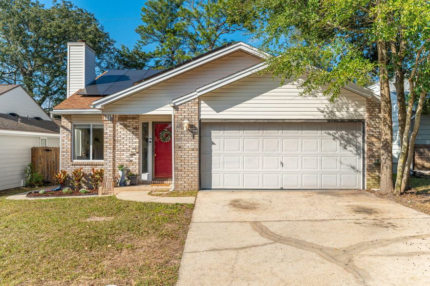 Paid-off solar panels at closing make this home an energy-efficient dream! Nestled in a highly sought-after neighborhood near the heart of town, this beautifully updated home offers the perfect blend of convenience and charm. Its prime location provides easy access to Northwest Florida State College, top-rated local schools, Eglin Air Force Base, Duke Field, and the stunning Emerald Coast beaches.The community is designed for comfort and curb appeal, featuring well-lit sidewalks, underground utilities, and a welcoming atmosphere. Inside, you'll find an inviting open layout with modern upgrades throughout. A new roof (2020) ensures peace of mind, while fresh paint, upgraded flooring, and stylish finishes add to the home's appeal. The kitchen is a chef's delight, showcasing granite countertops, a butcher block island, and stainless steel appliancesperfect for preparing meals with ease.

Step onto the screened-in back porch, where you can sip your morning coffee or unwind in the evenings while enjoying the serene outdoor setting. The primary suite is a true retreat, offering a spacious walk-in closet, a linen closet, dual vanities, and an oversized step-in glass shower . A second bedroom is conveniently located near the hall bath, providing comfort and functionality for guests or family members.

This home is move-in ready and packed with upgradesdon't miss your chance to own a home that perfectly balances modern living with unbeatable location!