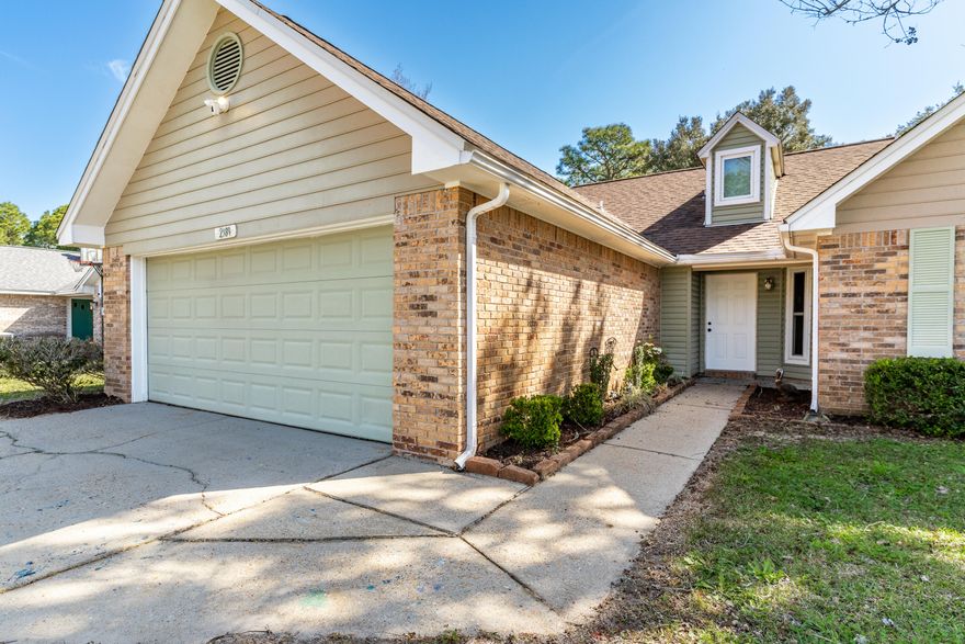 Welcome to this inviting 3-bedroom, 2-bath ranch-style home nestled in a desirable neighborhood with a single entry/exit for added privacy. The spacious living room features soaring cathedral ceilings, a wood-burning fireplace, and abundant natural light, creating a perfect setting for relaxation or entertaining guests. The kitchen is equipped with ample cabinetry, a breakfast bar, and a pantry for easy meal prep and storage. Enjoy a Florida room for mosquito-free reading or dining. The fully fenced backyard with built-in irrigation is perfect for pets, play, or gardening. A spacious two-car garage provides plenty of storage. Plus, enjoy peace of mind with a roof replaced in 2020, HVAC & WH 2023