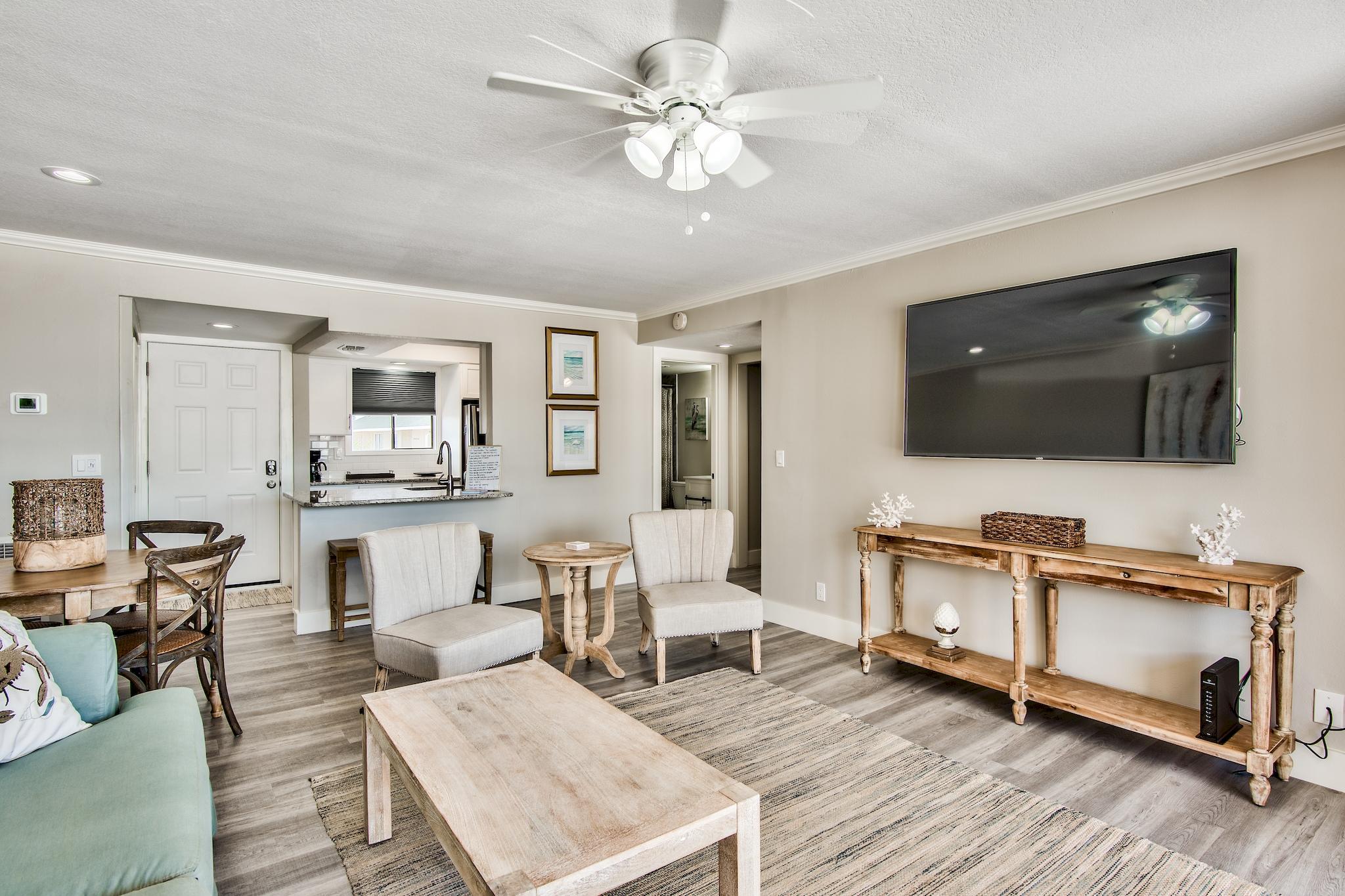 Beautiful renovated Gulf front condo in Sandpiper Cove. This cute condo has been converted into a one bedroom with bunks. The unit received a complete renovation with new sheetrock, flooring, light fixtures, kitchen, stainless appliances, and brand new AC. The gulf views are fantastic!! Sandpiper Cove has 1100 feet of private sugar white beach to enjoy, 5 pools, par 3 golf course, onsite restaurant, marina and more! This unit grosses over $50,000 a year with 4-6 weeks of owner use.