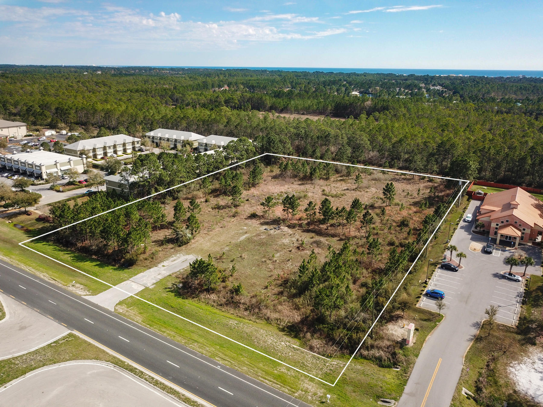 Great location for commercial development. This 3.47 acre site is located on and to the south of US Highway 98 in Santa Rosa Beach, FL. This highly visible site with 377' frontage on Highway 98 and 449' deep with median cut and direct access.The property to the east comprises a residential townhome community known as South Haven. Call for more information on this property.