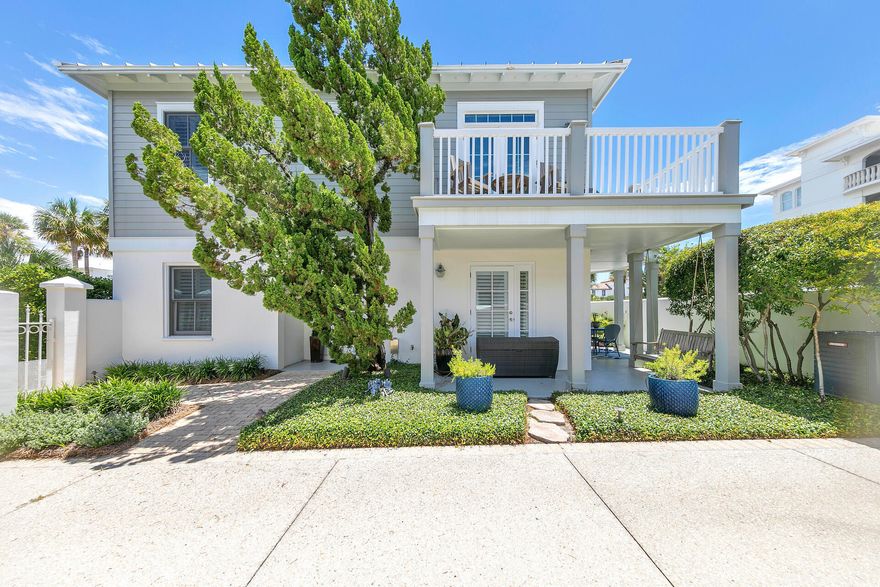 Situated ONE row back from the Gulf of Mexico with a peek a boo Gulf view, this home is an idyllic setting for everyday living and entertaining or for a vacation rental/investment property. To get to cottage #17, pull through the gated community of Sunset Beach and then for additional security, open your PRIVATE gated driveway with ample parking. This home exudes Florida elegance, communicated through beautiful finishes, superb craftsmanship and decadent amenities. On the first level you will find 2 bedrooms plus 2 bathrooms positioned perfectly, follow steps up to the second floor, and you will find a gorgeous open living/dining area followed by the kitchen and the master suite. All appliances have been replaced within the last 10 years, furnishings are high quality, and this property has been maintained in pristine condition as it has never been rented before! Do not miss your chance to purchase a home in Sunset Beach with stunning views from the wrap around balcony, low HOA fees, a gulf front swimming pool, deeded beach access, and so much more!