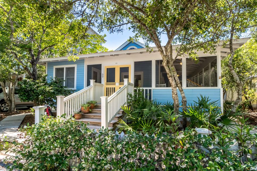 Main Cottage: 1272 (heated/cooled) 3 bedrooms, 2 baths. Guest Cottage: 496 (heated/cooled) 2 bedrooms, 2 baths
Located in Seaside, Florida which was recently named ''The prettiest town in Florida'' by ARCHITECTURAL DIGEST. Sandbox II is a traditional Florida beach cottage that will bring back favorite memories of your family's summer vacations. Located just 6 lots in from 30A, stroll down the red brick street through a private beach pavilion to the sugar white sand and the emerald green waters of the Gulf of Mexico. The spacious wrap-around screened porch expands the living and dining areas. Relax in the comfortable porch rockers listening to grandparents reminisce about how they spent their childhood vacations. French doors welcome you into the living area filled with light and a sense of grand spaciousness provided by the vaulted ceiling. The cottage features tongue and grove wood walls painted a crisp white. Natural finished pine floors used throughout most of the cottage. The galley kitchen has maple cabinets and white tiled countertops and is open to the living and dining areas. Master bedroom and bath are privately located at the rear of the cottage. Two guest bedrooms share a Jack and Jill bathroom. Children will scurry back from the beach to be the first to wash the sand from their bathing suits in the outside shower. Room to enlarge main cottage. Tucked behind the main house is La Petite Maison, 2 bedrooms and 2 baths, kitchen, and a Juliet balcony. Private reserved parking. These lovely homes are nestled on one of the most coveted locations in town, steps to the pools & town center. The cottages can be leased together or separately. Offered furnished with the exception of the porch table and chairs.