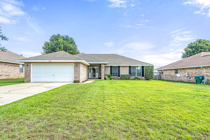 Well-kept, spacious 4 bed/2bath home in desirable Iron Gate subdivision. Within walking distance to Crestview's newest Elementary and Middle school and centrally located for quick commute. This charming home boasts all new solid surface flooring throughout main living areas and 4th bedroom/Office. In this kitchen you'll find ample counter and cabinet space with matching appliances, natural wood look cabinets and the washer/dryer will convey! This open concept, split level floor plan gives the master bedroom privacy. Master bathroom has walk-in closet, combo shower/soaking tub and dual sink vanity. Outside enjoy entertaining from the covered patio overlooking the optional above-ground pool and trampoline. Home has large shed and finished garage flooring for all of your outdoor hobby needs!