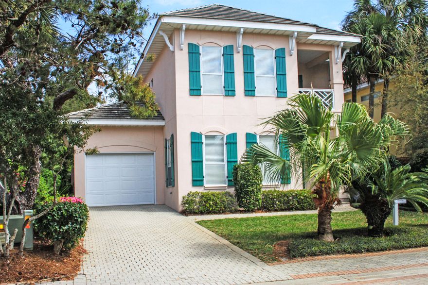 Highly sought after gated neighborhood across the street from the beautiful beaches. Only 2 blocks to the beach. The spacious kitchen has a breakfast bar, gas top stove and tiled countertops. HARD COAT STUCCO. And Other interior features include tiled flooring in the living room, dining area, kitchen, laundry and baths, crown molding, a gas fireplace in the living room, The master en-suite includes a walk-in closet, double vanities, separate shower, whirlpool tub and access to the second floor balcony. Lovely home has been a second home and well maintained and recently put on a rental program. Clay paved driveway, open floor plan, covered back patio with private setting enough room for a small pool, enjoy the amenities of Destiny, with large pool area,