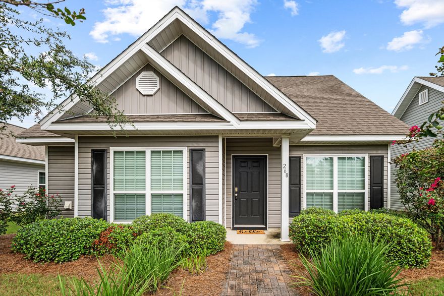 This adorable Florida Cottage style home in Hammock Bay features 3bedrooms and 2 bathrooms and sits across the street from Central Park and 1 minute away from all of Hammock Bay's amazing amenities. As you walk inside, you'll appreciate the open floor plan.  The kitchen has a sit down counter bar and there's a separate dining area a window that overlooks the park. There are 2 bedrooms towards the front of the home and the Master Bedroom is towards the back of the home. The Master Bath features a walk in shower, a soaking tub, double vanities and walk-in closet. This property is low maintenance as the yard is maintained, fertilized, and mulched by the HOA.