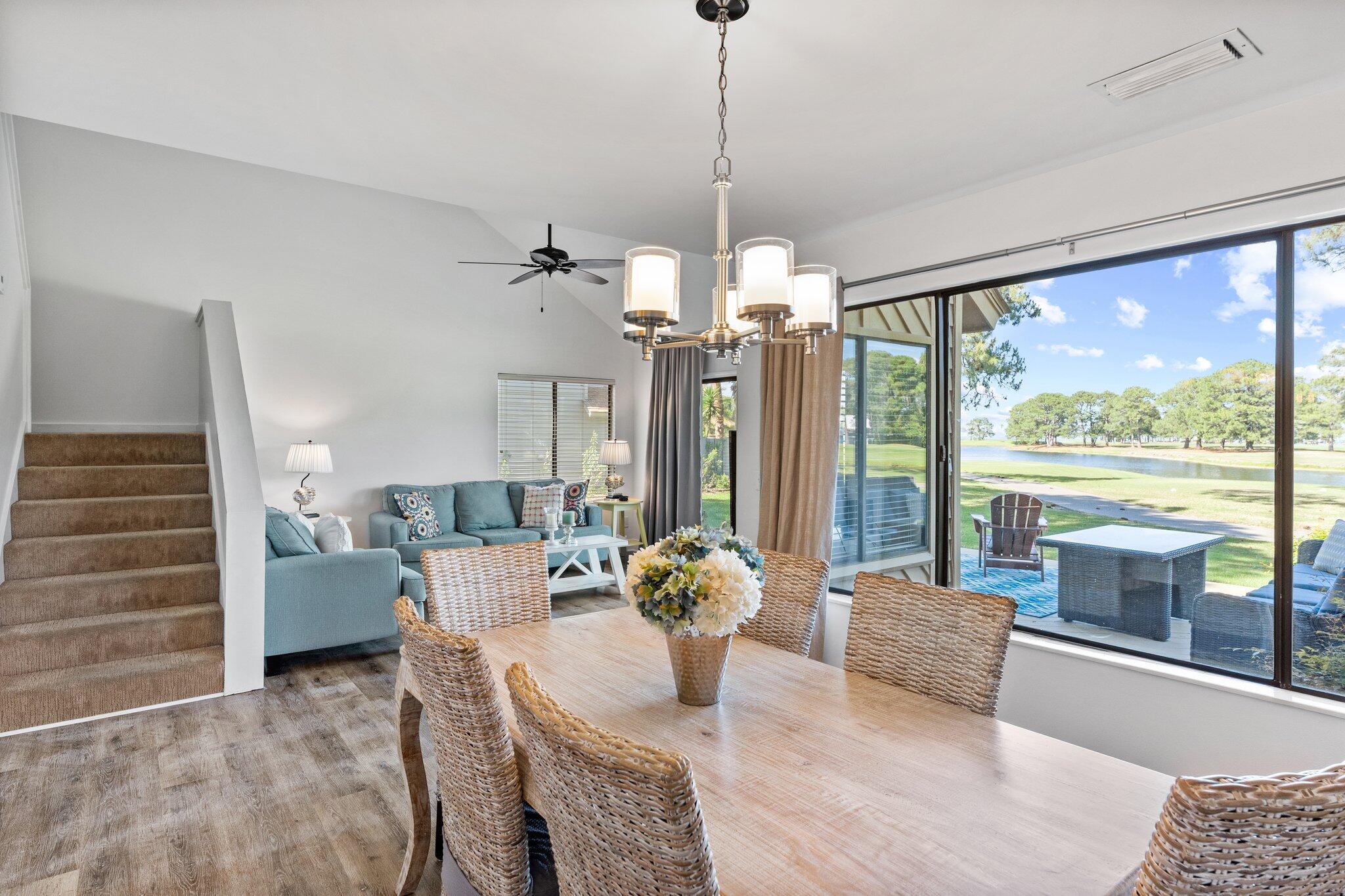 ACCEPTING BACK UP OFFERS! UNDER CONTRACT SUBJECT TO INSPECTION. Could THIS be what you have been waiting for? A REMARKABLE ''RESORT RETREAT'' complete with golf cart and all furnishings included! We are excited to offer you this charming 3 bedroom townhome in Sandestin's highly desirable Fairways neighborhood boasting UNPARALLELED Bay, lake and Links Golf Course (holes 1 +6) views from your oversized deck! This exceptional LOCATION AND COVETED END LOCATION provides nearby access to the community pool, has an expansive dedicated paver parking area directly in front, freshly painted main level interior, new exterior paint in 2024, new HVAC in 2024, new main level flooring in 2025. Enjoy resort living at it's best while enjoying bay breezes Sandestin Golf and Beach Resort features more than seven miles of beaches and pristine bay front, four championship golf courses, 15 world-class tennis courts, pickleball courts, 108 catch and release ponds stocked with bass (no fishing license required), a 226-slip marina, a fitness center, spa and celebrity chef dining. Shop, dine and play at the charming pedestrian village, The Village of Baytowne Wharf and more. Inside the gates of the resort, residents of the 72 distinctly different neighborhoods enjoy a balanced lifestyle of high-class living, spanning 2,400 acres from the beach to the bay. There are just over 4600 properties within the gates which offer 24 hrs./day gated security. Everything within the gates of the resort is accessible by golf cart or bicycle. The entire resort is interconnected by miles of pedestrian, bike and golf cart paths that weave through groves of live oaks, meandering past natural lagoons, fountains, man-made lakes, and meticulously landscaped fairways.
Just beyond the gates, Grand Blvd with its weekly farmers market, varied events and superb section of dining and shopping is readily accessible by golf cart. The Market Shops, on the south side of highway 98, boasting more dining and shopping choices, is easily accessible utilizing the tunnel beneath Hwy 98