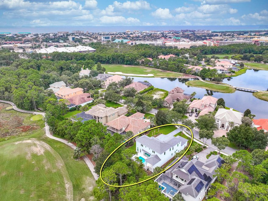 Welcome to 500 Regatta Bay Boulevard! This gorgeous new construction fronts the top-rated golf course in Regatta Bay of Destin, Florida and is a spectacular home featuring five expansive bedrooms each with ensuite baths.  The first floor features a fabulous primary suite and accompanying luxurious bath, while the opposite wing offers a secondary private bedroom suite.  The imposing nature of the home is enhanced by massive glass panels by ES Doors and windows that allow for immense natural illumination of its voluminous interior.  The first floor also features an impressive kitchen including Wolf and Sub-Zero appliances, and living room, powder room for guests, and a pool with a summer kitchen under a relaxing loggia.  The oversized garage will accommodate...