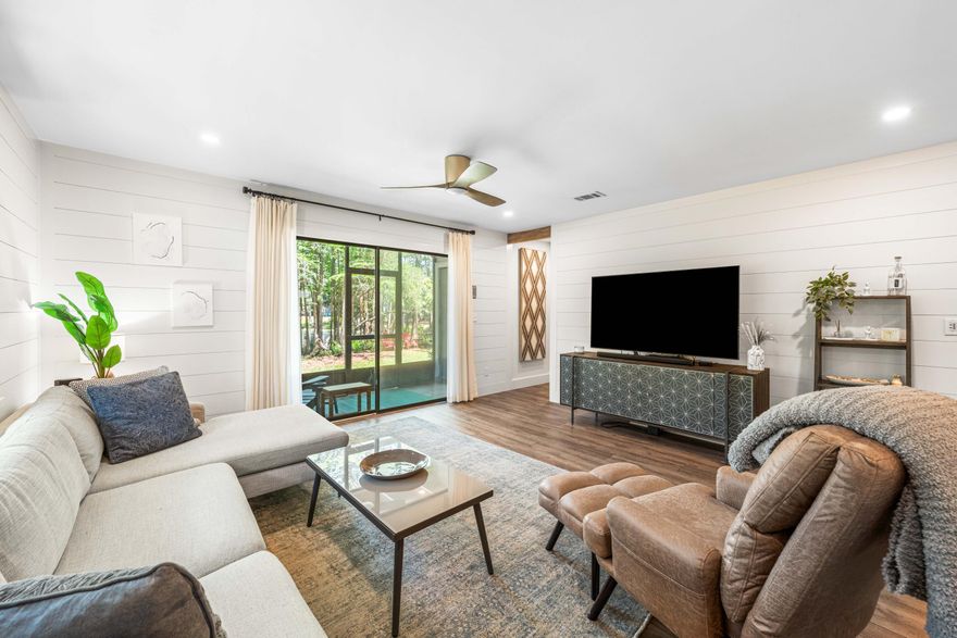 Where style meets serenity--this 2BR/2.5 BA designer-renovated, end-unit townhome in sought-after Cassine Gardens is a true Seagrove Beach gem, just moments from the emerald Gulf waters and overlooking the community's most picturesque lakefront view. Expertly redesigned in 2020 in collaboration with Atlanta-based designer Lori May, every inch of this home reflects luxury and efficiency, from a custom reconfigured kitchen with a quartz island and built-in storage to upgraded mechanicals, including HVAC, plumbing, electrical, insulation, and more. Thoughtful enhancements include smooth ceilings, luxury plank flooring, extensive shiplap, soundproofing, and a smartly placed pocket door in the designer half-bath.The open concept living room opens to a fully screened porch with tranquil lake views and direct access to walking trails and a soothing water feature. Upstairs, two private en-suite bedrooms include a front-facing guest suite with a balcony and a lakefront primary with a screened-in porch, oversized closet, and spa-like bath featuring ceramic tile and a glass shower. An interior laundry room, rare to this complex, adds to the seamless functionality. Never rented and meticulously maintained by just two owners, this townhome also benefits from fresh exterior and balcony paint along with any needed wood rot repairsessentially delivering a like-new exterior.

With resort-style amenities including pools, tennis courts, and access to the Point Washington State Forest trail system, multiple public beach accesses, shops and restaurants all within walking distance; this offering blends modern comfort with a coveted natural setting. Attractively priced and impeccably prepared for new ownership, schedule your showing before it's gone!