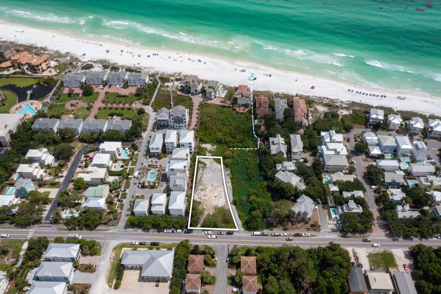 Walton County Development Order in Hand. Premier development location within walking distance to Gulf Place, Shunk Gulley's and near the Santa Rosa Golf & Beach Club, The Red Bar, Basmati's, Borago, and many other outstanding shopping and dining experiences. 1.25 Acres on the South side of Hwy 30A with the ability to develop and build four Gulf view homes, over 6,000 sq ft each, all with private deeded beach access.