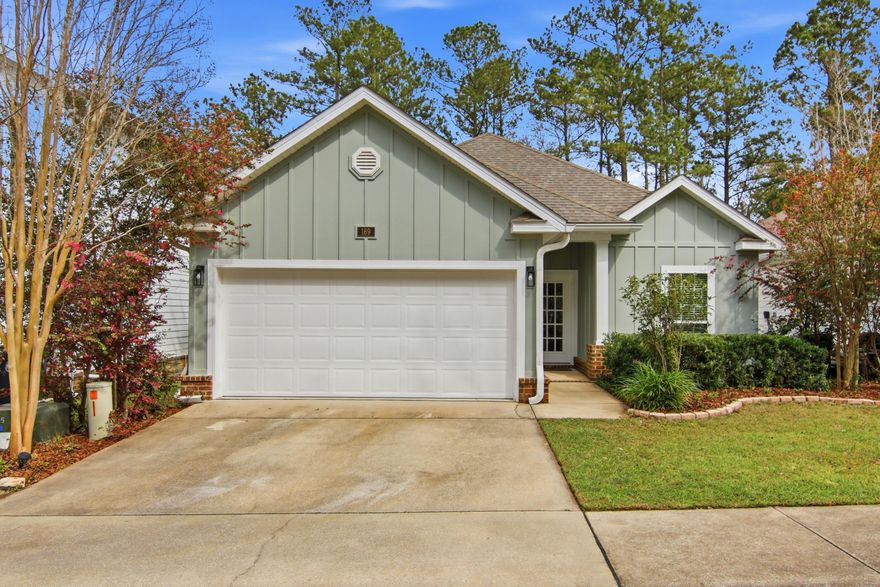 This elegantly updated home sits in a lovely setting, overlooking a mature, tree-lined boulevard, adding charm and a welcoming streetscape right outside your front door! The welcoming foyer leads to a spacious living area featuring durable vinyl flooring that runs throughout the entire home & an elegant trey ceiling, creating a warm and delightful gathering space that flows seamlessly into the kitchen. The kitchen is thoughtfully designed with granite countertops, stainless steel appliances, recessed lighting, decorative tile backsplash, a convenient breakfast bar, and a corner pantry, offering both functionality and charm. The rear of the home is lined with windows that invite an abundance of natural light, beautifully illuminating the living space and enhancing the open, airy feel. The primary suite serves as a relaxing retreat, spacious and complete with its own trey ceiling and a well-appointed ensuite bath featuring a custom walk in California Closet system with upgraded lighting, double vanity, soaking tub, and a freshly tiled separate shower with seamless glass door entry; the perfect for space for unwinding after a long day! Two additional bedrooms are privately located towards the front of the home, allowing a sense of separate living quarters for the owners from the guests. This home is proudly maintained and is enhanced with a freshly painted exterior, and tastefully painted neutral interior makes this home turn key!
In addition to the peaceful outdoor setting of the property, the neighborhood features a community pool as well as a scenic pathway that winds its way to LaGrange Creek; perfect for enjoying nature, peaceful walks, or a quiet moment by the water. LaGrange Landing is located in the heart of Freeport, behind the Publix shopping center, with easy access to both Highway 20 and 331, making commuting to South Walton a breeze!
