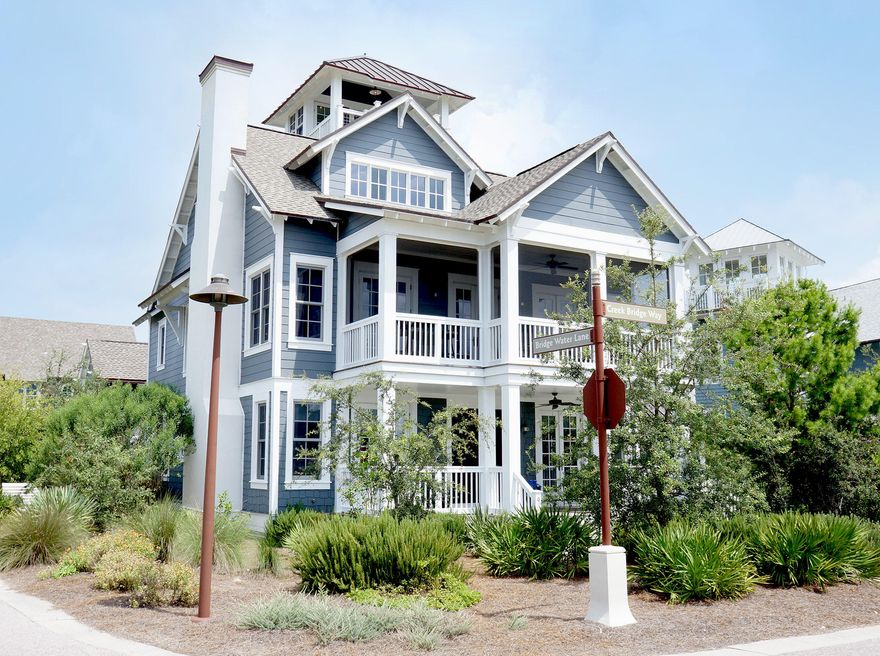 Enjoy the best of the gulf coast lifestyle in this stunning oasis nestled on a corner lot in the private and exclusive community of WaterSound Beach. This custom home offers many unique features including exquisite architectural designed additions from Montana-based OZ Architects, the largest private pool currently built within the community, an open air tower room built to the maximum height with panoramic views of the Gulf of Mexico and Camp Creek Lake and a reverse floor plan providing beautiful views from the well-designed living space. The gourmet kitchen is enhanced by Subzero and DCS appliances, black granite countertops on custom ebony cabinets with Zebrawood accents and a unique pebble stone backsplash.