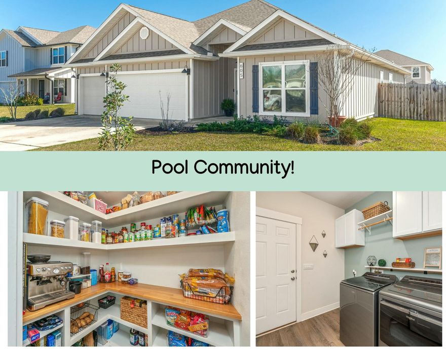This 4/3 is located on a corner lot in a pool community, offers a quick commute to Eglin AFB/7SFG and has a ton of upgrades! This home has a VA ASSUMABLE loan with a 2.875% Interest Rate! As you step inside you will be amazed at the kitchen that offers a granite island, plenty of cabinet space, stainless steel appliances, and a custom pantry. The kitchen is also open to the living and dining areas, creating a perfect space for entertaining. From the living room, enjoy views of your fully fenced backyard with extended patio! Each of the bedrooms is generously sized, offering comfort and versatility for your family or guests. The primary en suite features a garden tub, stand-up shower, double vanity, walk-in closet, and a private water closet Be sure to check out the photos for a list of all of the additional upgrades in this home!