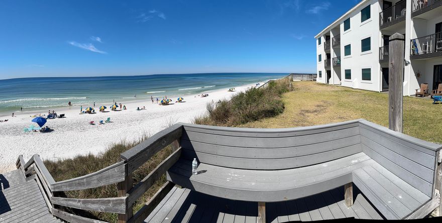 Welcome to your dream coastal getaway! This exquisite ground floor Gulf-front condo, situated on a picturesque high bluff, offers breathtaking views and is just minutes away from Seaside's renowned restaurants and vibrant shopping district. This turnkey rental-ready unit has been thoughtfully updated with fresh paint, stylish new furniture, and a brand-new washer and dryer. Comfortably accommodating 6 adults and 2 children, the condo boasts upgraded hurricane-rated patio doors for added peace of mind. The unit also features a generously sized owner's lockout closet for your convenience. Nestled in a highly sought-after complex with a lively association, you'll enjoy access to a sparkling community pool and a well-maintained BBQ grill area. Don't miss out on this exceptional opportunity to own a slice of paradise.