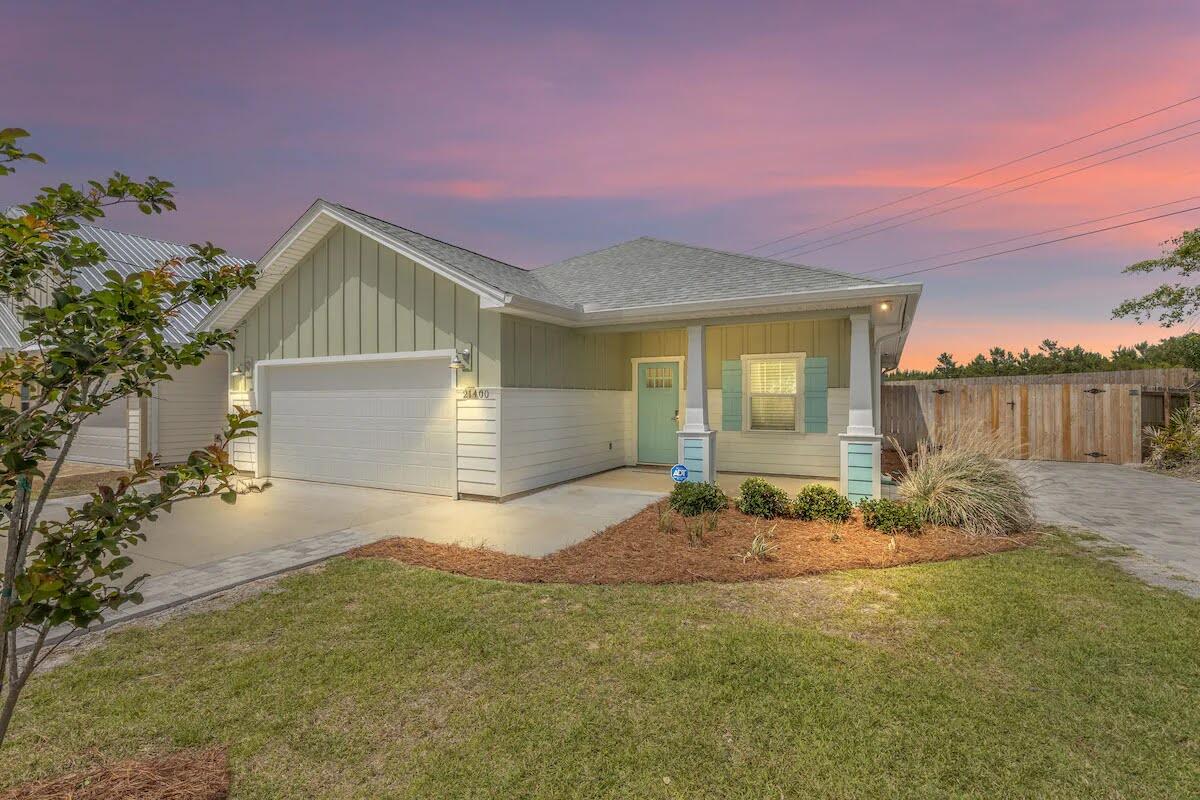 Paradise found at 21400 Marlin Avenue, a perfect beachhouse with a POOL in Panama City Beach, FL! Escape to your dream vacation home located in the heart of Panama City Beach, 1/2 MILE from sugar white sand beaches and pristine waters of the GULF OF MEXICO. NO HOA, Short Term Rentals ALLOWED and just minutes from local restaurants & all the adorable neighboring beach towns of iconic Scenic Route 30a. This turn-key pool home built in 2021, is like-new, offers easy access to the nearest gorgeous beaches located at the desirable West End of Panama City Beach. Welcome to 21400 Marlin Avenue, complete with coastal inspired furnishings, kitchen essentials, decor, and a 4 seater electric ICON golf cart to convey; It is the perfect blend of coastal charm and modern luxury, making it a retreat for relaxation and entertainment. Ideal for a primary residence, second home or vacation rental. As you enter into this beautifully designed coastal beach home, you will be greeted with an open floor plan that maximizes space and natural light. The kitchen is the heart of the home and provides the perfect gathering spot with a spacious 9 foot kitchen island adjacent to the dining space. The kitchen is a culinary delight accented with beautiful subway tile, to convey with all your cooking essentials; stainless steel appliances, and granite countertops offer plenty of space for cooking and entertaining while soft-close shaker cabinets provide ample storage. This truly turn-key vacation home gives all the beach vibes and provides everything you need for a successful vacation rental and beachside getaway.  Housed in the spacious 2-car garage, a 2 year old ICON 4 seater electric golf cart to explore the coast, -will convey with the sale; along with stylishly furnished living and dining areas with coastal-inspired decor, this beach house is ready to host many beachside memories. Generously sized, beach-inspired bedrooms provide comfort and privacy for all guests. The spacious primary bedroom has tray ceilings, views of the pool from the bedroom window, and an en suite bathroom with double vanity sinks, granite countertops and stylish floor-to-ceiling shower tile make for a five star experience. One guest bedroom hosts a queen bed and the other guest bedroom has full sized bunk beds for the comfort of your guests. Sellers have added a number of upgrades to the home to include a Nest thermostat, for energy-efficient climate control. The homeowners have also maximized the corner lot to create an expansive outdoor living space by adding a sparkling 350sqft in-ground saltwater pool surrounded by pavers. The Sellers paid the county to run a gas line from down the street to the home, ensuring a reliable gas supply. The pool is gas heated and comes with an automated programmable system, ensuring year-round enjoyment.  A highly desired second driveway was added (that can host up to a 25foot vessel or trailer) along with a widened original driveway, providing ample parking spots.  An additional paver area was added to house the garbage cans, keeping the exterior tidy and organized. The stained 8 foot tall privacy fence offers complete seclusion, flood lights illuminate the property at nighttime and the 8-camera CCTV security system and front doorbell camera offer enhanced safety and security. Equipped with a sprinkler system, the professionally landscaped yard -with tropical plants, palms, and large decorative rocks, create a well kept, serene aesthetic. Located in a golf cart friendly, vibrant neighborhood with nearby dining, shopping, and entertainment options and convenient beach access just a golf cart or bike ride away, allow you to enjoy local happenings and the white sandy beaches and crystal-clear waters of the Gulf at your leisure. This immaculate vacation home is not only a perfect getaway but also a fantastic investment opportunity.  Whether you're looking for a personal retreat or a rental property, 21400 Marlin Avenue in Panama City Beach offers everything you need for an unforgettable beachside experience. 

Don't miss out on this incredible opportunity to own a piece of paradise. Schedule your private tour today and make your coastal living dreams a reality! Contact listing agent for more details or to schedule a tour. Buyer to verify all property information.