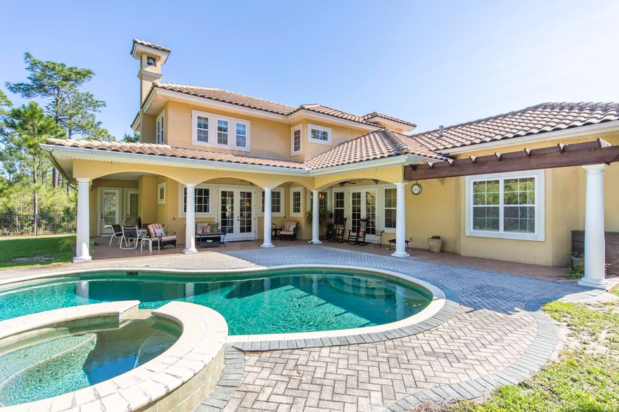 UNDER CONTRACT WITH CONTINGENCY - SELLER ACCEPTING BACK UP OFFERS.

Located in the heart of Trieste, this finely appointed, Mediterranean style residence offers a premium executive lifestyle with juxtaposition of beautiful landscaping highlighted by ample privacy yet perfectly positioned a short distance from shopping, restaurants, the Gulf of Mexico, and the renowned Holiday Golf Course. Boasting 3,637 square feet, and over a 1/3-acre premium lot in a private cul-de-sac, this four bedroom, four and a half bath custom-built home is characterized by esteemed architectural elements constructed by Rita Jones Homebuilders anchored by an exceptional open floorplan specifically designed for legacy living and optimizing entertaining space. Notable features include two master bedrooms, a spacious outdoor living area with luxurious gunite pool, split floor plan for ultimate privacy, first floor chef's kitchen complete with granite countertops, stainless steel appliances including a gas range and custom hood vent as well as ample cabinetry and an oversized central island with basin sink. The first level is anchored by a spacious open living room accentuated with custom crown molding and Brazilian cherry flooring as well as a gas fireplace all of which is open to the dining room, kitchen area and outdoor living space. Special attention to detail was taken with the addition of custom book shelves which flank the fireplace. The downstairs layout was designed to maximize functionality including providing an open concept for entertaining. 

Two bedrooms, and two full bathrooms occupy the upstairs as well as a 20x20 bonus room that can be utilized as an office, game room, or private getaway.

Modern luxury without sacrificing any of the Mediterranean charm of Trieste will make you fall in love with this executive residence.  Easy access to Holiday Golf, the Gulf of Mexico, and Pier Park as well as a low-cost HOA, make this home is an exceptional value. 

Trieste is an exclusive, Mediterranean style community with executive homes located on large, premium homesites.  Schedule your showing today, and find out why this home checks all of the boxes on your forever home wish list.