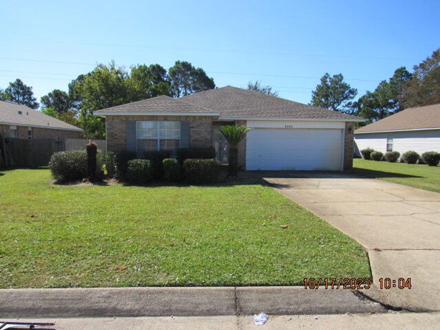 Established neighborhood in East Navarre. Convenient to Hurlburt Field and beaches. 3 bedrooms, 2 bathrooms and a 2 car garage. Large open kitchen with plant ledges, center island and built in microwave. Separate dining room and a split bedroom floor plan.  Privacy fenced back yard with lawn pump and sprinkler system on well.  Small pet accepted with owner approval and payment of a non-refundable pet fee. No smoking/vaping inside home or garage.