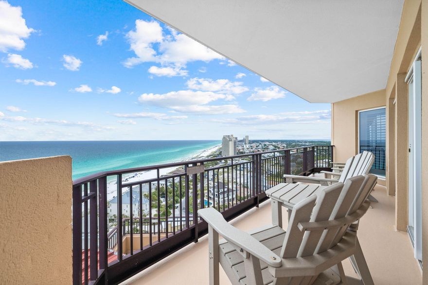 Indulge in serene Gulf views and pristine white sand beaches from the luxury of your own expansive, fully furnished condo on the 17th floor of the prestigious Westwinds in Sandestin. This generously sized unit offers incredible westerly views from every room, allowing you to fully immerse yourself in the mesmerizing coastal beauty of our white sand beaches and glittering emerald waters. This beautiful residence seamlessly combines comfort and elegance, making it a perfect retreat for those seeking a luxurious beachfront lifestyle. Westwinds is a rental capable building, however this specific unit has enjoyed exclusive occupancy without rental activity for the past decade.Nestled on the southwestern corner of Westwinds, the condo features a spacious private balcony, providing front-row  seats to the most spectacular sunsets. All bedrooms are thoughtfully designed with floor-to-ceiling windows, perfectly capturing the stunning Gulf view. The main living area and kitchen boast low-maintenance tile flooring, enhancing the convenience and ease of living.

Westwinds delivers a tropical resort feel with its lush amenity area, including a large heated year-round outdoor pool, kiddie pool, hot tub, and soothing waterfall features. Relax by the pool with the private tiki bar and grill, open during the summer, or enjoy refreshments at the outdoor caf??. The building also houses a well-appointed fitness center and a convenient meeting rooms for small conferences or family reunions. With deeded beach access, you can easily step onto the pristine sands and soak in the sun.

Sandestin Golf and Beach Resort, encompassing over 2,400 acres from the beach to the bay, offers abundant amenities. Enjoy four championship golf courses, fifteen world-class tennis courts, a full-service 226-slip marina, and scenic biking and hiking trails. Indulge in celebrity chef dining and shopping at The Village of Baytowne Wharf, Grand Boulevard, and the Market Shops of Sandestin. The resort also features a full-service spa, ensuring a perfect balance of relaxation and activity.

Inside the gates of the resort, everything is accessible by golf cart or bicycle, interconnected by miles of pedestrian, bike, and golf cart paths. These paths weave through groves of live oaks, natural lagoons, fountains, man-made lakes, and meticulously landscaped fairways, offering a serene and picturesque environment.