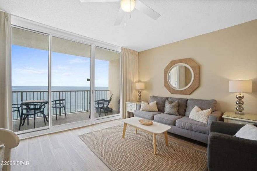 This beautifully furnished 1-bedroom plus bunk room condo sits high on the 20th floor of the sought-after Majestic Beach Resort, offering sweeping panoramic views of the Gulf of Mexico Designed with a coastal flair, this condo lives like a 2tbed/2bath and offers plenty of space for family, friends, or guests. Enjoy breathtaking Gulf views from the living area and private balcony, where sunshine and sea breezes create the perfect coastal retreat. Inside, the open-concept living area features floor-to-ceiling Gulf views, a fully equipped kitchen, and convenient in-unit laundry.