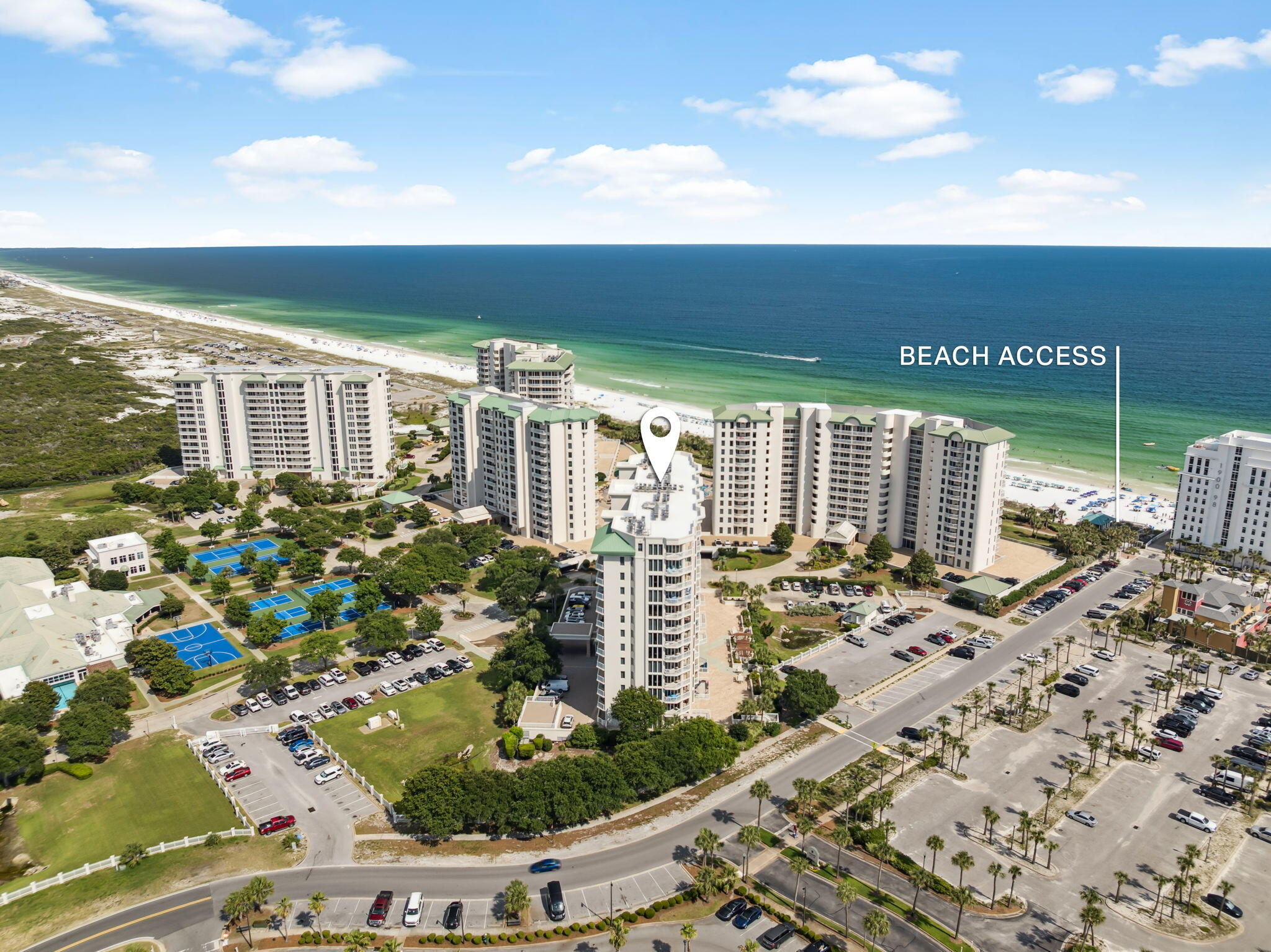 Welcome to refined Gulf-front living at Silver Shells Resort, an exclusive, amenity-rich community in the heart of Destin. This expansive 2-bedroom, 2-bath residence inside the sought-after St. Lucia tower offers an exceptional blend of luxury, comfort, and investment potential. Positioned to capture panoramic views of the Gulf, the unit is bathed in natural light and offers direct access to an oversized terrace from both bedrooms. Inside, luxury tile flooring flows seamlessly throughout the open-concept living space, complementing the fully furnished, turnkey interior. Whether you're seeking a second home, full-time residence, or high-performing rental, this property checks every box.
The gourmet kitchen and spacious living area make entertaining effortless, while generously sized bedrooms provide privacy and relaxation. The primary suite features Gulf views, terrace access, and an en-suite bath designed for comfort and style.
Additional features include an assigned parking space in the secure garage, a private climate-controlled storage unit, and secure coded access to the St. Lucia tower. All of this is nestled within a gated, guarded community offering peace of mind and privacy.
Silver Shells Resort sets the standard for coastal resort living. Enjoy over 1,000 feet of private beach, resort-style pools, a full-service day spa, state-of-the-art fitness center, tennis courts, basketball court, and onsite dining at the renowned Ruth's Chris Steak House. With professional management and onsite security, ownership here is effortless and enjoyable.