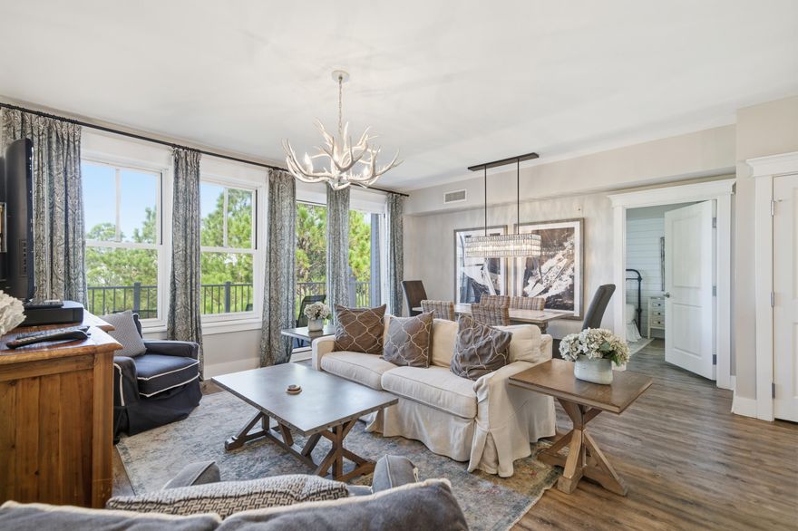Lasata 3507/3509 is a top-floor, turnkey 2BD/3BA lock-off in the Grand Sandestin complex--one of the few village lockouts offering a third full bath for added comfort and rental strength. Both balconies, the bedroom, and the studio offer a subtle bay peek through the trees. Fully furnished and steps from Baytowne Wharf, guests can enjoy resort pools, fitness center, and all standard amenities, while owners have exclusive access to the Solstice Club with its bayside deck, grilling area, and lounge space.