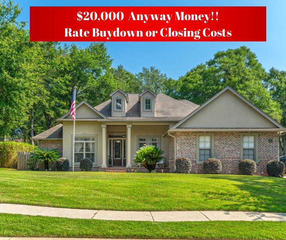 $20,000 ANYWAY MONEY!!! County taxes!! South Crestview!!! Welcome to your new home in the beautiful Juniper Creek subdivision. Nestled just below I-10, this subdivision offers a tranquil escape while providing modern convenience. This exquisite home, built in 2013, features four spacious bedrooms and three and a half bathrooms, perfect for family living and entertaining guests. The study provides an ideal space for a home office, while the formal dining room sets the scene for many memorable gatherings.Outdoor enthusiasts will love the backyard, which features an outdoor grill with granite countertops, perfect for entertaining. The fenced backyard offers privacy and security, with additional cement parking spaces behind a double gate fence. Inside, modern conveniences such as a Nest