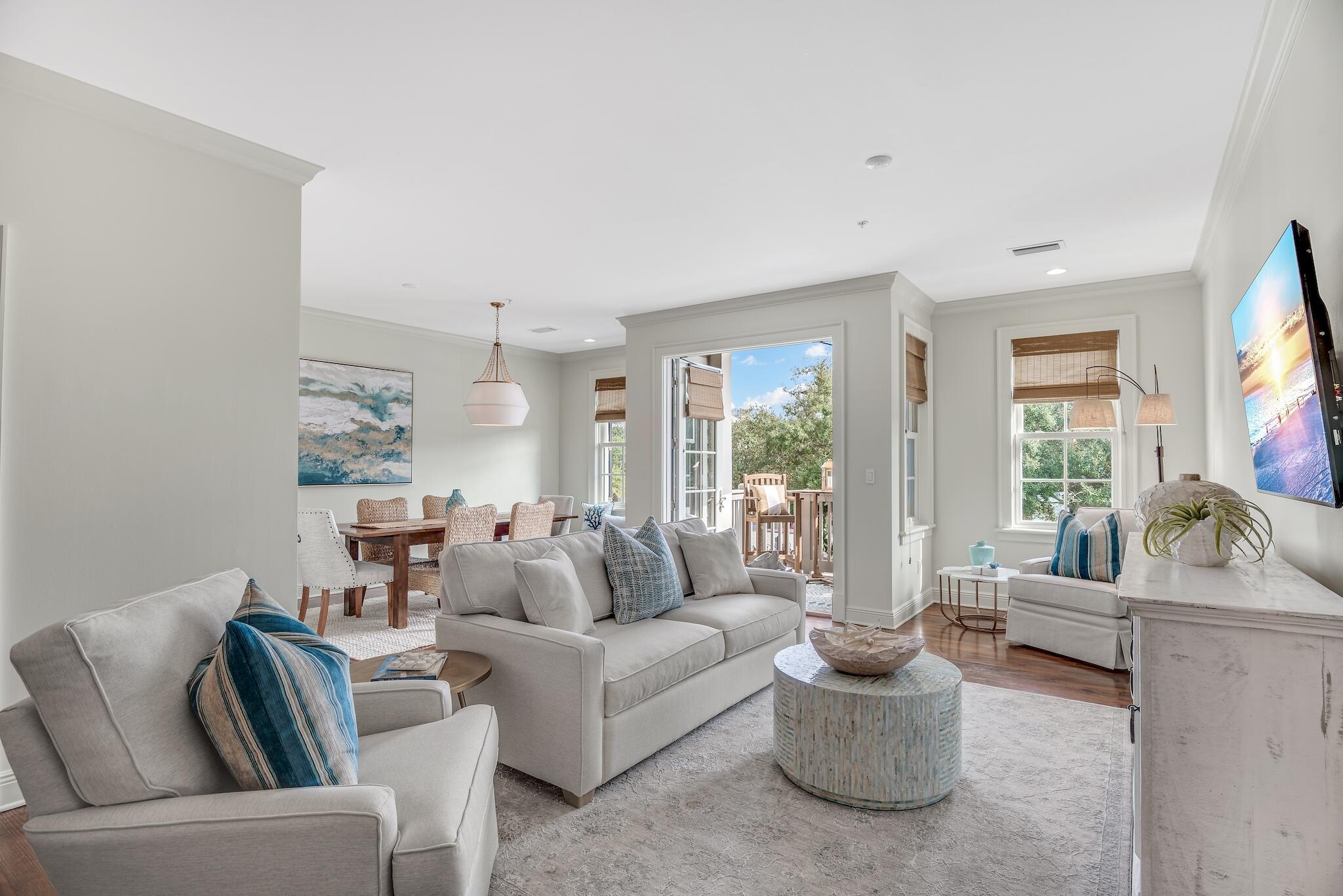 What better place to buy a new home for the holidays than Rosemary Beach on 30A! With a balcony overlooking quaint Barrett Square in the heart of Rosemary Beach, this spacious condo boasts a coastal chic design and a $135K rental projection. New furnishings, lighting, paint, and decor throughout - ready to move in! Located directly above Amavida Coffee Shop and convenient to all that East 30A has to offer. Currently sleeps 8 and has plenty of dining/entertaining space. Another balcony is found off of the master suite. A second king suite provides space for another couple, and kids will love their room - perfect for built-in bunks. Full-size laundry room. Inquire today to set up your private showing!