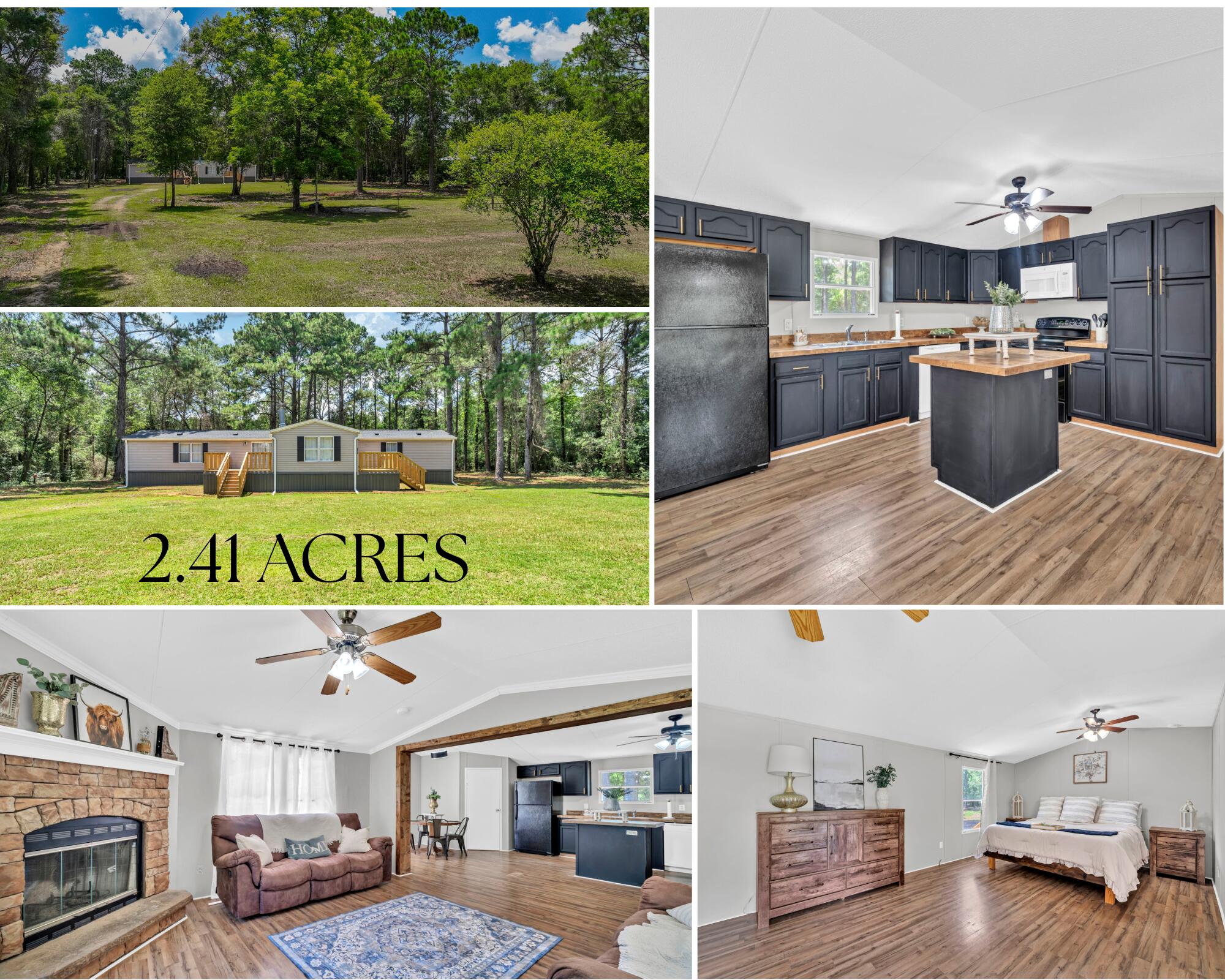 Rustic charm meets modern updates in this beautifully refreshed home situated on a serene 1.31-acre lot dotted with majestic pine trees. As an added bonus, the front vacant portion of the lot is already equipped with a power pole, septic, and water--perfect if you're looking to build a guest house, mother-in-law suite, or hook up a camper for visiting friends or guest! Enjoy peaceful country living from not one, but two brand new oversized decks, ideal for entertaining or relaxing under the stars. The home features a brand new roof, HVAC system, and water heater for peace of mind. Inside, you'll find gorgeous updated flooring, freshly painted black kitchen cabinets, and new bathroom flooring that blends rustic style with a modern twist. And the best part? This home comes fully furnished at no additional cost with a full price offer! All current furniture and d??cor will stay, making this a true turnkey opportunity perfect for a full-time residence, vacation home, or ready-to-go rental!