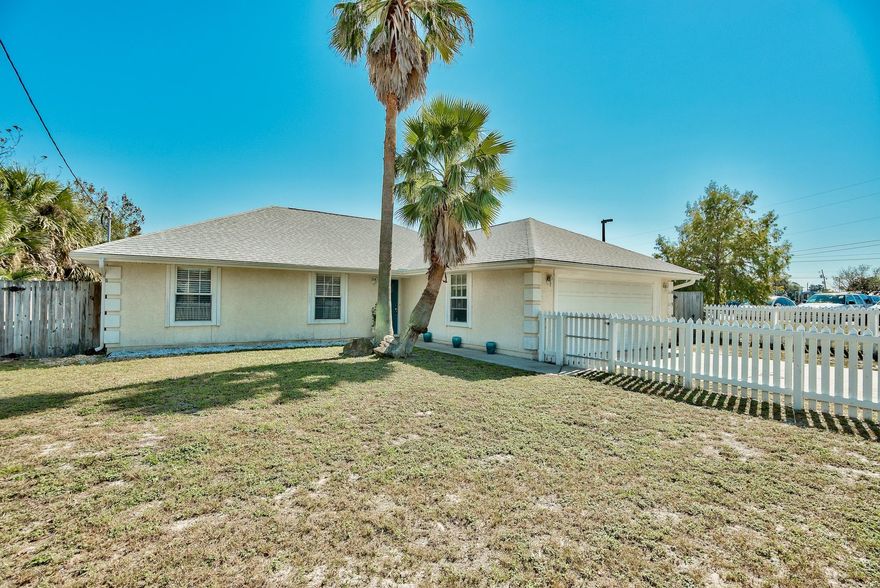 West end three bedroom two bath beauty less than a half a mile to the beautiful sugar white beaches.. Just minutes to 30A,Inlet Beach, and Pier Park.This home has been recently renovated including a new roof, HVAC system just put in ,laminate flooring,paint, custom granite counter tops,white wood like shutters, new stainless steal appliances. Updated ceiling fans and chandeliers in the kitchen and dining area.The master bedroom has an en-suite bathroom and double vanities. Home also has a covered back porch with outdoor shower. Roomy fenced in back yard great for the kids and pets to play. The front is also fenced for more privacy.Large two car garage with ample parking. Stunning home would make a great primary residence,beach house,or vacation rental at a great price.