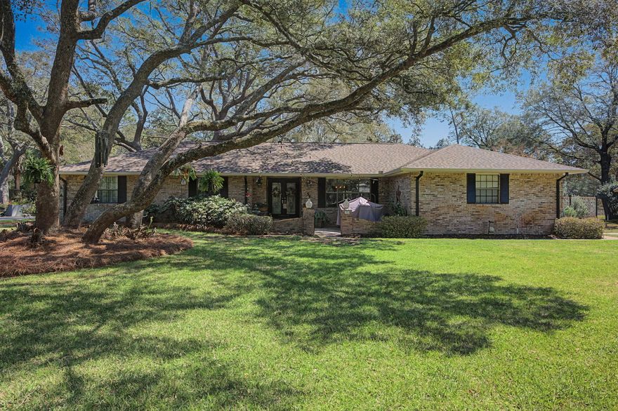 Homes with this much land, character, and golf course frontage don't come along often! You must come see this custom one-story ranch tucked away on a beautifully landscaped half-acre lot overlooking the 6th green of Rocky Bayou Country Club Golf Course. This property offers a rare combination of space, privacy, and location! From the moment you arrive, the mature Live Oak trees and lush landscaping set the tone for a property that is established, peaceful, and inviting.  Inside, the 3-bedroom, 2-bath home features tile flooring through most of the living areas and a thoughtfully updated kitchen with stainless steel appliances and modern finishes designed for both everyday living and entertaining. Once a one-car golf cart garage has been transformed into a huge pantry and wine tasting room. So many favorite spaces is this home one being the bright Florida room--perfect for enjoying morning coffee, relaxing with a book, or simply taking in the beauty of the backyard and Florida sunshine year-round.
Outside, the half-acre property is a gardener's dream, complete with mature landscaping, blooming plants, and a sprinkler system supplied by a well to keep the grounds thriving. The property also features a large two-car garage, offering incredible flexibility for hobbies, storage, or projects.
Recent improvements include a full interior repaint and a new garage door and opener in 2024, along with previous upgrades such as a renovated kitchen and bathrooms and a cozy electric fireplace insert.
Located in the private Le Chateau neighborhood with golf cart access to Rocky Bayou Country Club, this home is also just minutes from Eglin Air Force Base, Duke Field, the 7th Special Forces Group, and the EOD Naval School. Also conveniently located close to highly rated schools, shopping, and Destin beaches. Come see what makes this property so special.