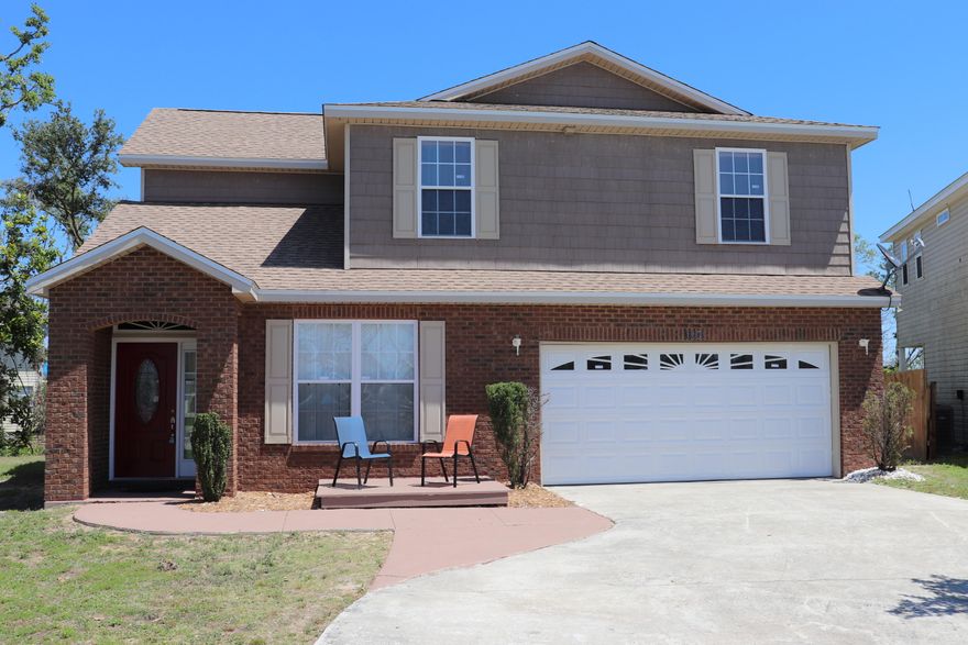 backyard is bigger than it appears. please refer to picture of property line.  Imagine making this beautiful home nestled in a Cul-de-sac yours today. With a quiet and peaceful military-orientated neighborhood, you can come home to this 4 bedroom 2.5 bath with 2 car garage every single day! The downstairs of this two story home has an open floor-plan that allows you to host from the kitchen. With A bedroom on the first floor, you're just a few steps away from 3 more rooms. Starting off with a surprisingly large master bedroom with sitting area and en suite that boasts a shower and tub. This home has a new roof, new carpet, fresh paint and is in move in ready condition. Close to schools and shopping, this is a must see for the potential home buyer!
