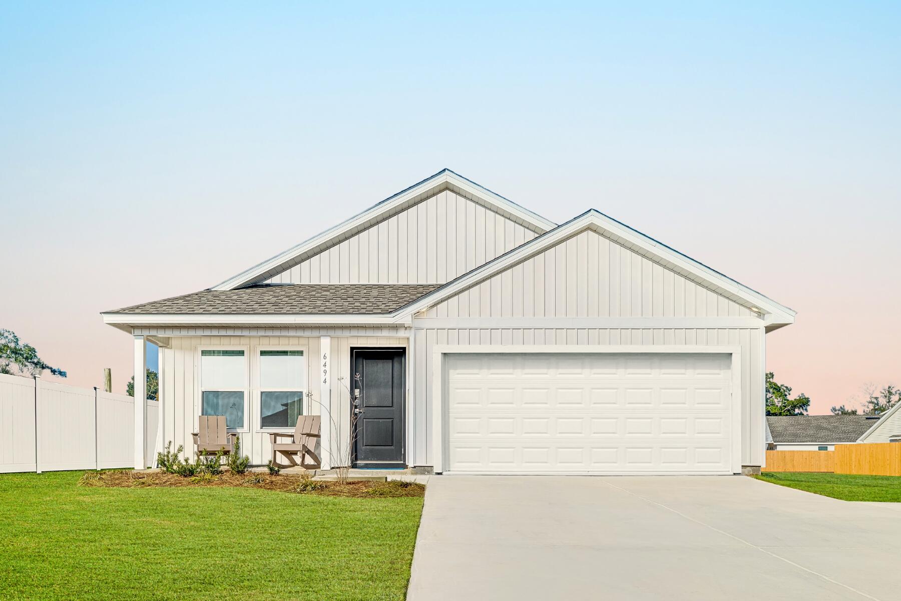 The Newlin floorplan offers 3 bedrooms, 2 bathrooms, and 1,474 square feet of thoughtfully designed living space. Inside, you'll find a bright, open-concept layout featuring a spacious family room and dining area, along with a beautifully appointed kitchen complete with quartz countertops, white shaker-style cabinets, stainless steel appliances, and a pantry for extra storage. The owner's suite includes a large walk-in tile shower and an extra-large walk-in closet, providing both comfort and functionality. Additional highlights include a 2-car garage and a durable, low-maintenance Hardie Board exterior.