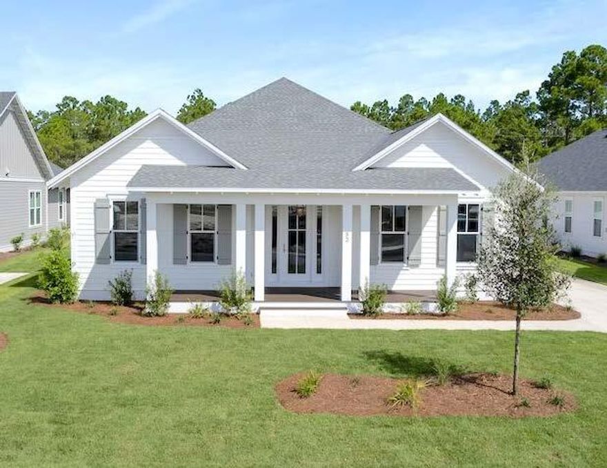 BRAND NEW one story home on a premium lot. This 4 bedroom home has a large screened porch overlooking the backyard that forever faces forest. This home was plumbed for a pool and well as a second washer/dryer in the master bedroom closet. The gas fireplace in the heart of the large living room opens to the dining and kitchen area as well. High end designer lighting, Wolf range, hardwood floors, front porch gas lantern and quartz were chosen for this home. One story homes are ideal for future resale in Origins. Enjoy all the amenities of Watersound Origins including: pool, 10 hole golf course, fitness center, kayaking on Lake Powell, nature trails, and lots of community events. Golf cart to the neighborhood farmer's market. This is the ideal home for a family seeking a better lifestyle.