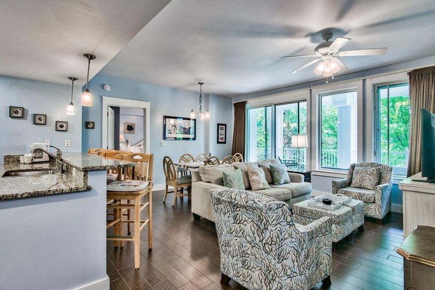 Located on the 4th floor overlooking the amenity terrace, this beautifully updated and fully furnished 2 bedroom 2 bath 'A rated' unit boasts a spacious open floor plan with a large private balcony. Pilot House offers a resort style pool, fitness center, grilling area, hot tub, outdoor fireplace, gazebo and green space. Conveniently located right next to the Village of Baytowne Wharf to enjoy all of the restaurants, nightlife, shopping and entertainment. This unit comes with a personal storage unit and private parking for owners. Owners also have access to the Founders Club which features a game room with a pool table and bar and a balcony overlooking the events plaza. Golf cart or take the Sandestin shuttle to the beach. The perfect investment or second home!