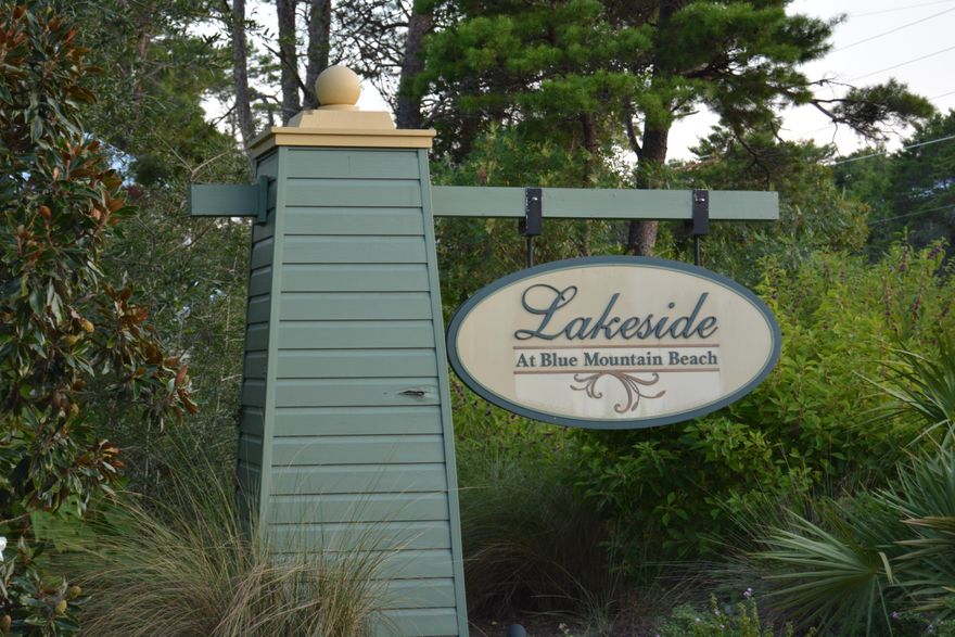 Great corner lot in Lakeside at Blue Mountain Beach. Lakeside is a 128 lot community just north of Redfish Village and just a few blocks from the beach. The community amenities include a pool and clubhouse. Nearest Beach access is public, and has parking and a bathroom.