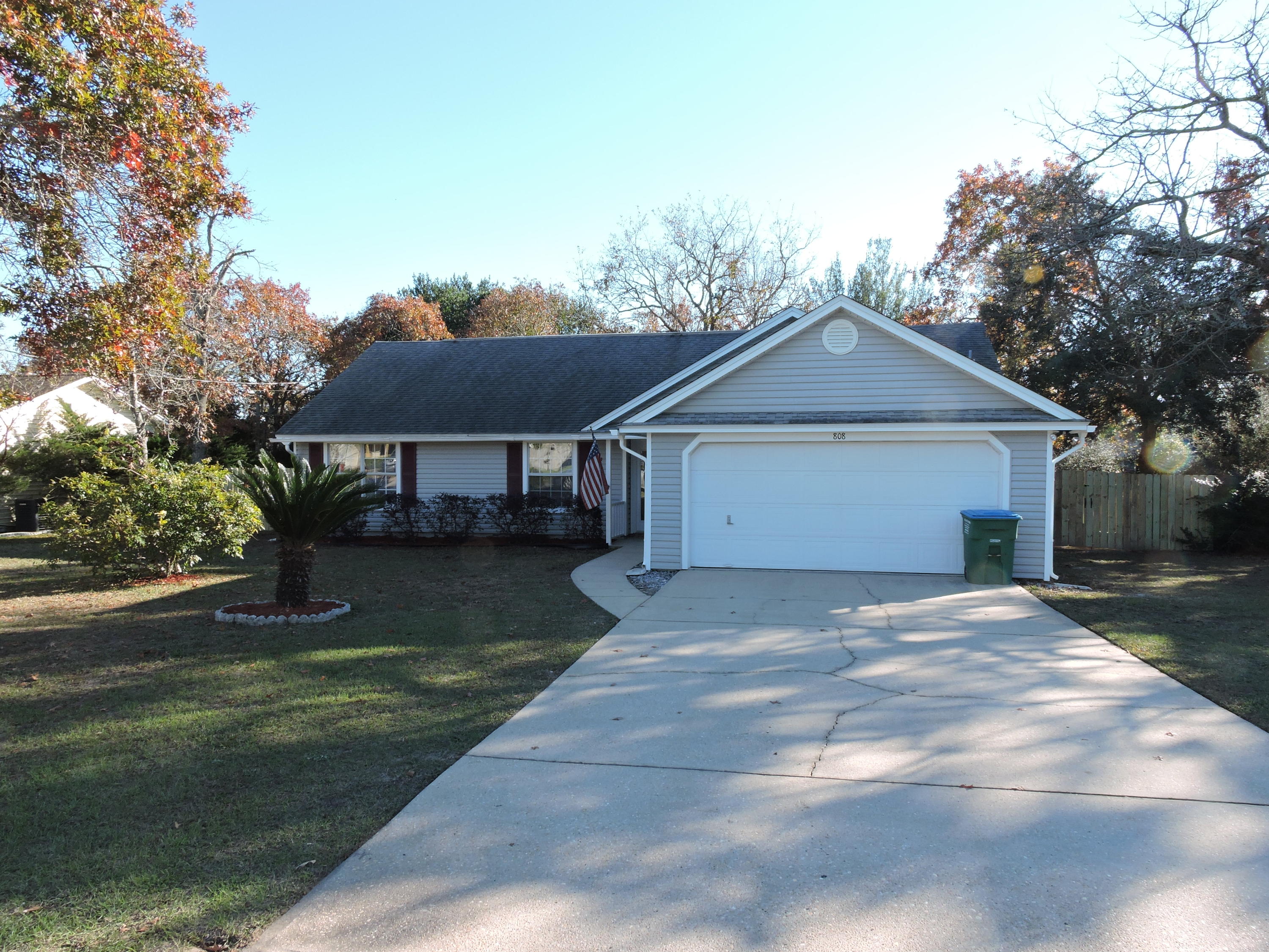 Available NOW. Very well maintained 3 bedroom/2 bath/ 2 Car Garage South of I-10 in sought after Countryview Estates. This has been recently painted throughout and has a privacy fence installed and will be pressure washed. This home features newer appliances, lighting fixtures, as well as an open floor plan living room/ dining room/ kitchen. There is a sliding glass door with access to the covered rear porch and patio. The living room features cathedral ceilings and the master bedroom features a treyed ceiling. Pets allowed with owners approval. Monthly rent includes lawn maintenance. Will show on nights/weekends.