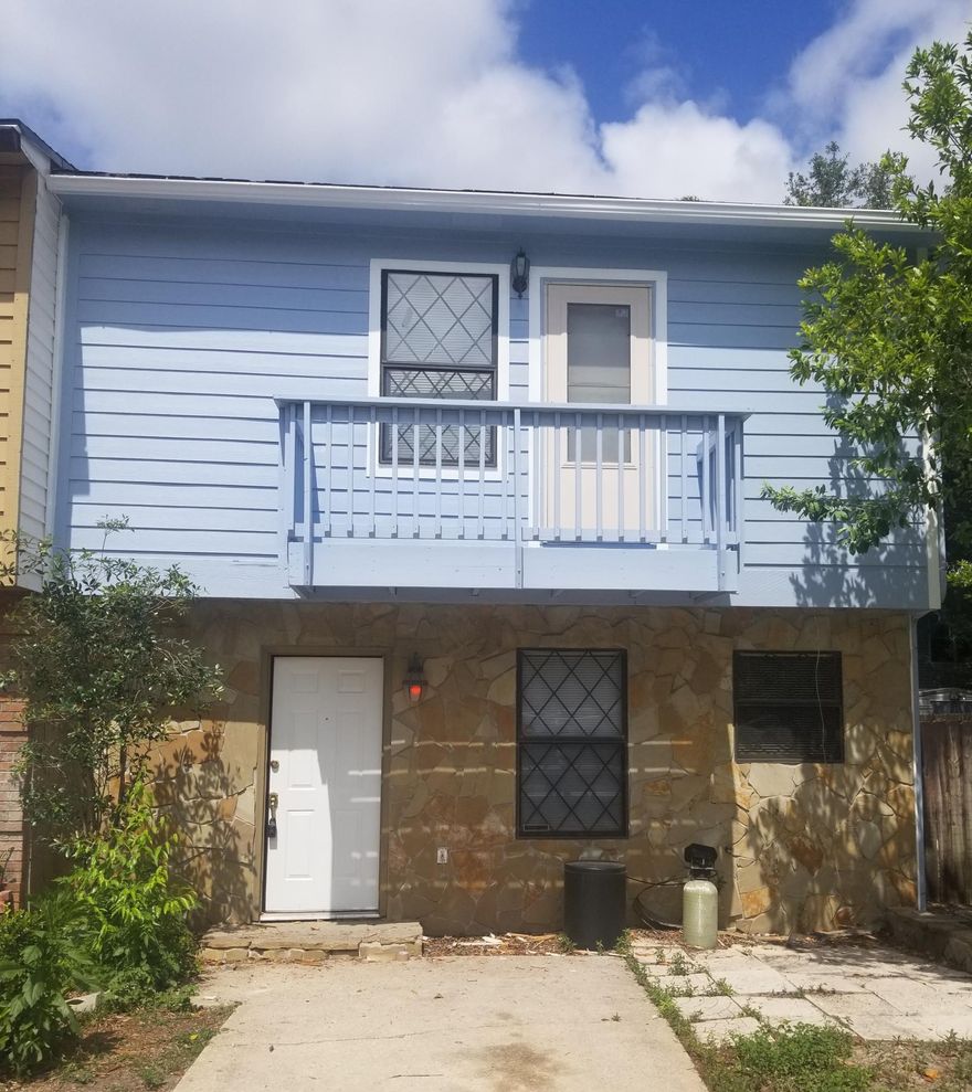 Spacious townhouse with ceramic tile, and carpet! End unit has nice size fenced yard and storage shed. Cozy fireplace for cool winter nights; 2nd flr bedroom has private balcony and each bedroom has it's own bathroom. Inside laundry room. Medium sized dog allowed with non-ref pet fee. Absolutely no cats. Available January 25, 2020.