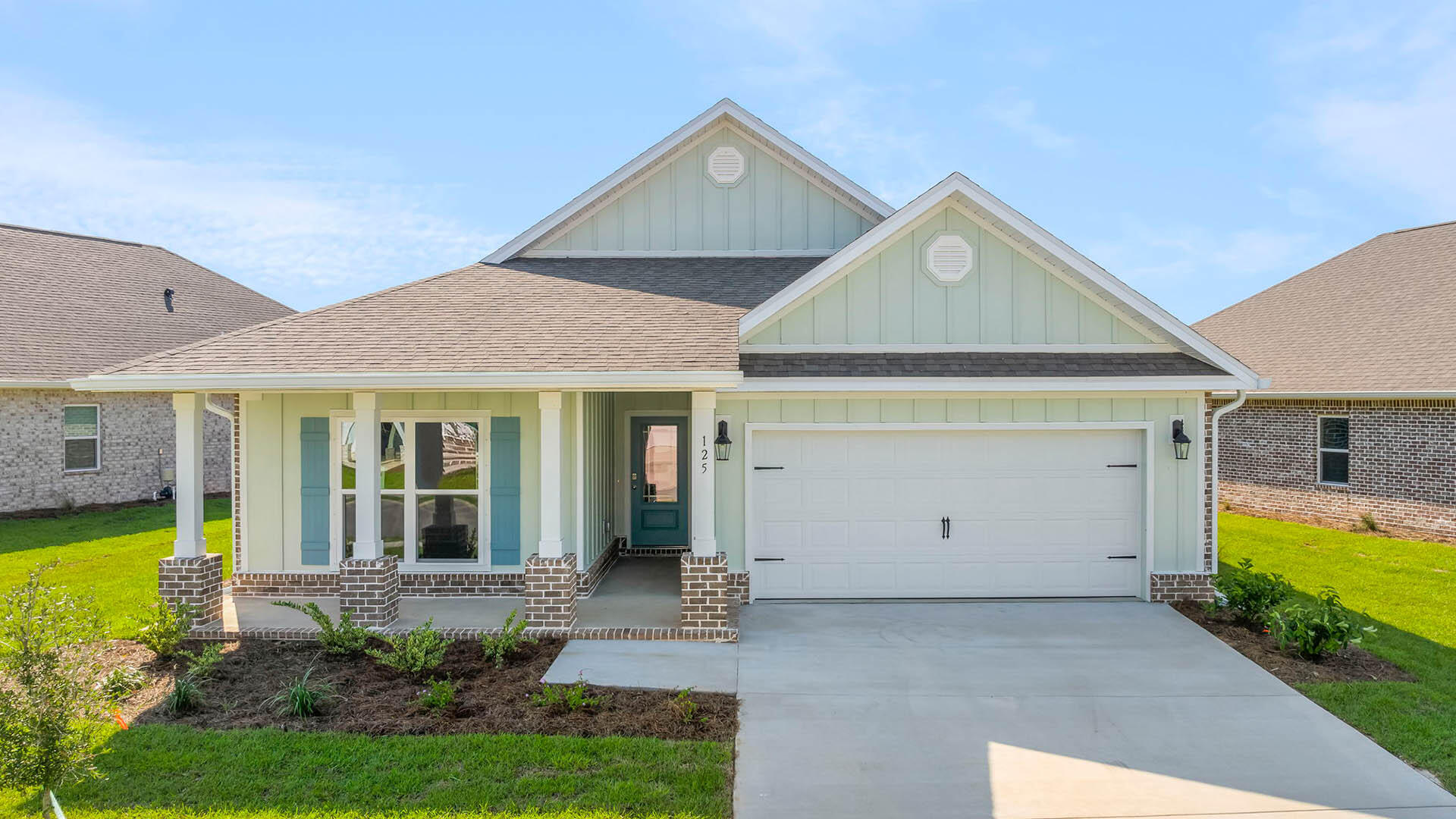 Welcome to 125 W Gray Owl Drive, a new home at Owl's Head Farms in Freeport, Florida. This home is ready for move in and features a covered front porch. Inside you will find a foyer and hall leading to a light-filled open-concept living area with 9' ceilings. The kitchen impresses with quartz countertops, undermount single basin sink and a dedicated water filter faucet. Whirlpool stainless steel appliances, and a large center island with bar seating overlooks the great room. Brushed nickel fixtures are throughout the home and include a lifetime warranty. Adjacent to the kitchen is the dining area perfectly positioned for meals and gatherings, while the living room's wide layout invites relaxation and socializing.