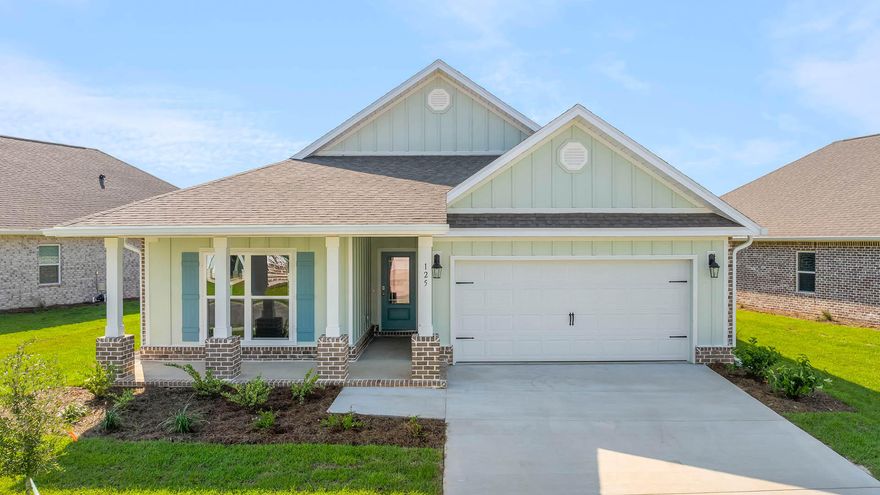 Welcome to 125 W Gray Owl Drive, a new home at Owl's Head Farms in Freeport, Florida. This home is ready for move in and features a covered front porch. Inside you will find a foyer and hall leading to a light-filled open-concept living area with 9' ceilings. The kitchen impresses with quartz countertops, undermount single basin sink and a dedicated water filter faucet. Whirlpool stainless steel appliances, and a large center island with bar seating overlooks the great room. Brushed nickel fixtures are throughout the home and include a lifetime warranty.  Adjacent to the kitchen is the dining area perfectly positioned for meals and gatherings, while the living room's wide layout invites relaxation and socializing.